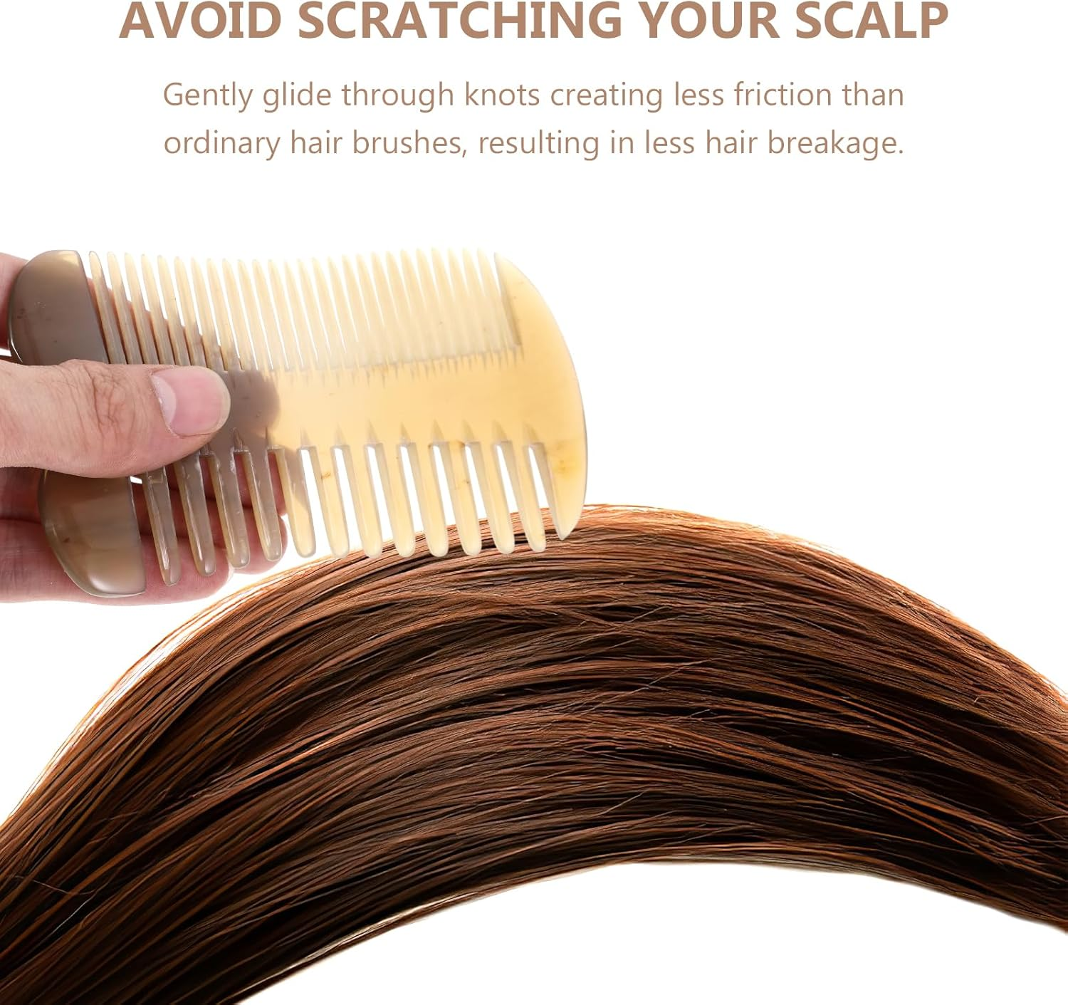 FRCOLOR Double-Sided Massage Comb Hair Care Comb Ox Horn Comb Hair Combs Beard Comb Ox Horn Styling Comb Double Sided Comb Horn Comb for Hair Cutting Comb Tool Scalp Sandboard Man image number 1