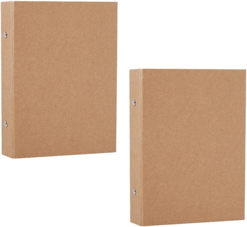 Shusmda 2Pcs A5 Kraft Paper Refillable Ring Binder with 2 Rings, Brown image number 1