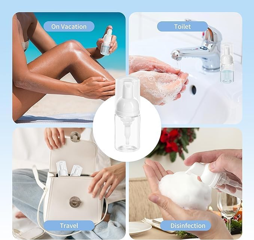 6Pcs Foam Pump Bottle Small Foam Dispenser Pump Clear Empty Travel Foaming Pump Bottle Refillable Containers for Hand Soap Shampoo Foaming Cosmetics image number 2