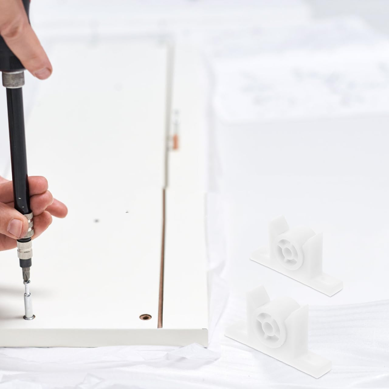 OSALADI 10 Sets Bead Lock Double Roller Catch Ball Latch Cabinet Catch Ball Catch Door Hardware Drawer Hardware Door Roller Ball Catch Cabinet Door Latches Double Abs White image number 3