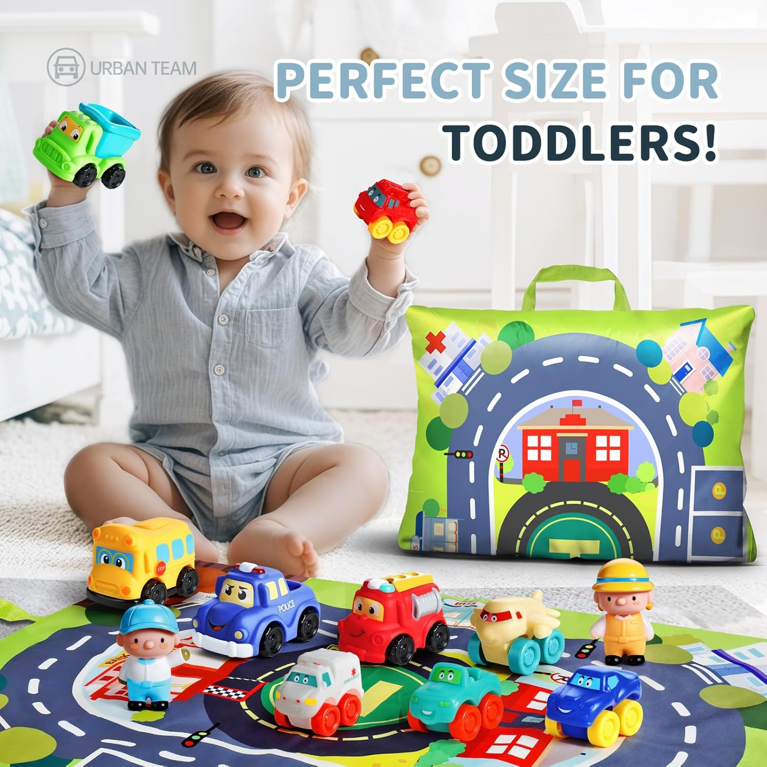 ALASOU 12 PCS Soft Rubber Car Toys for 1 Year Old Boy with Playmat/Storage Bag|1 Year Old Boy Gifts|1St Birthday Gifts Toddler Toys Age 1-2|Baby Toys 12-18 Months image number 3