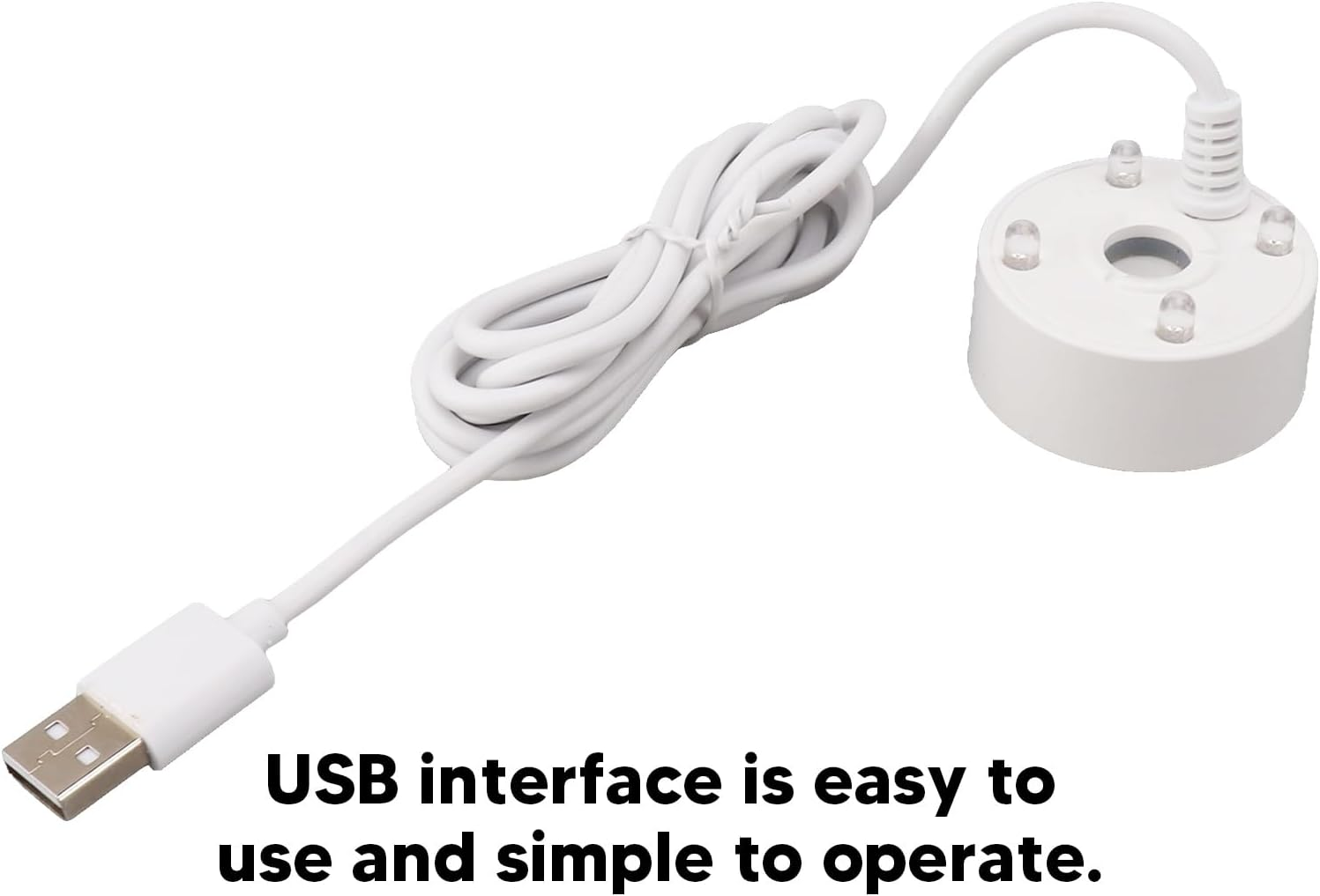 Mist Maker USB Colorful LED Lights, 5V Ultra Sound Fountain Atomizer for Pond Rockery Fish Tank Sink, Small Fog Machine, Mist Maker Fogger with Led Lights (White) - Black image number 5