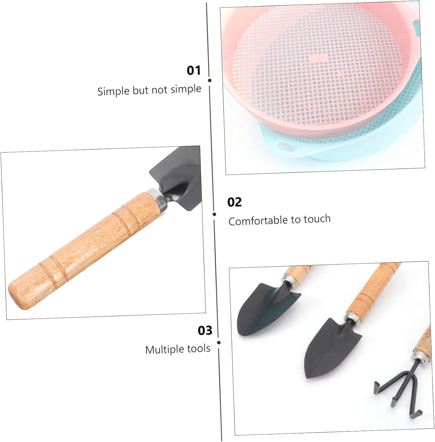 INOOMP Gardening Screen Planting Tools Soil Sieves Rake Trowels Shovels for Home Office School image number 6