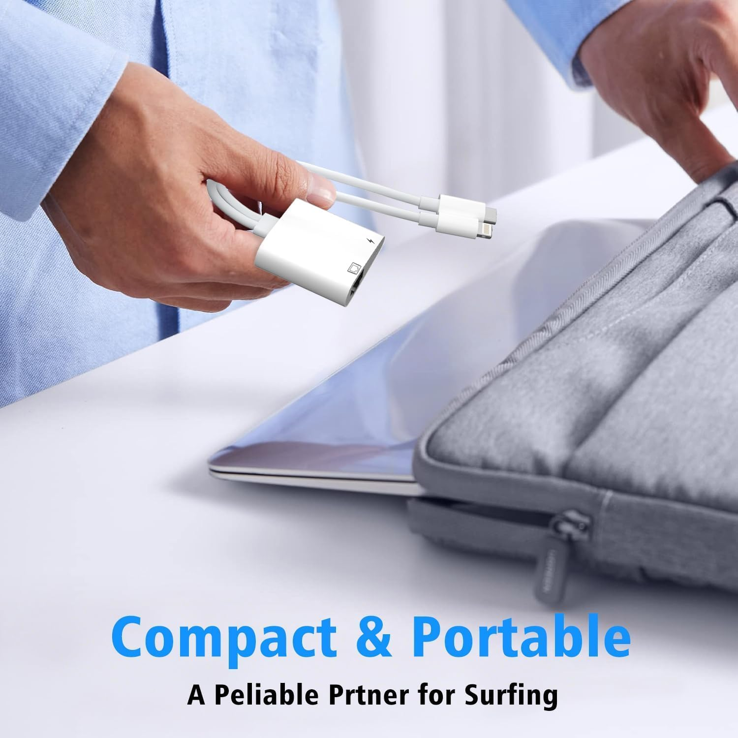 2-In-1 USB C & Lightning to Ethernet Adapter, RJ45 LAN Network Dongle with PD Charging Port, 100Mbps Gigabit Internet Adapter for Iphone, Ipad, Macbook, Plug and Play image number 2