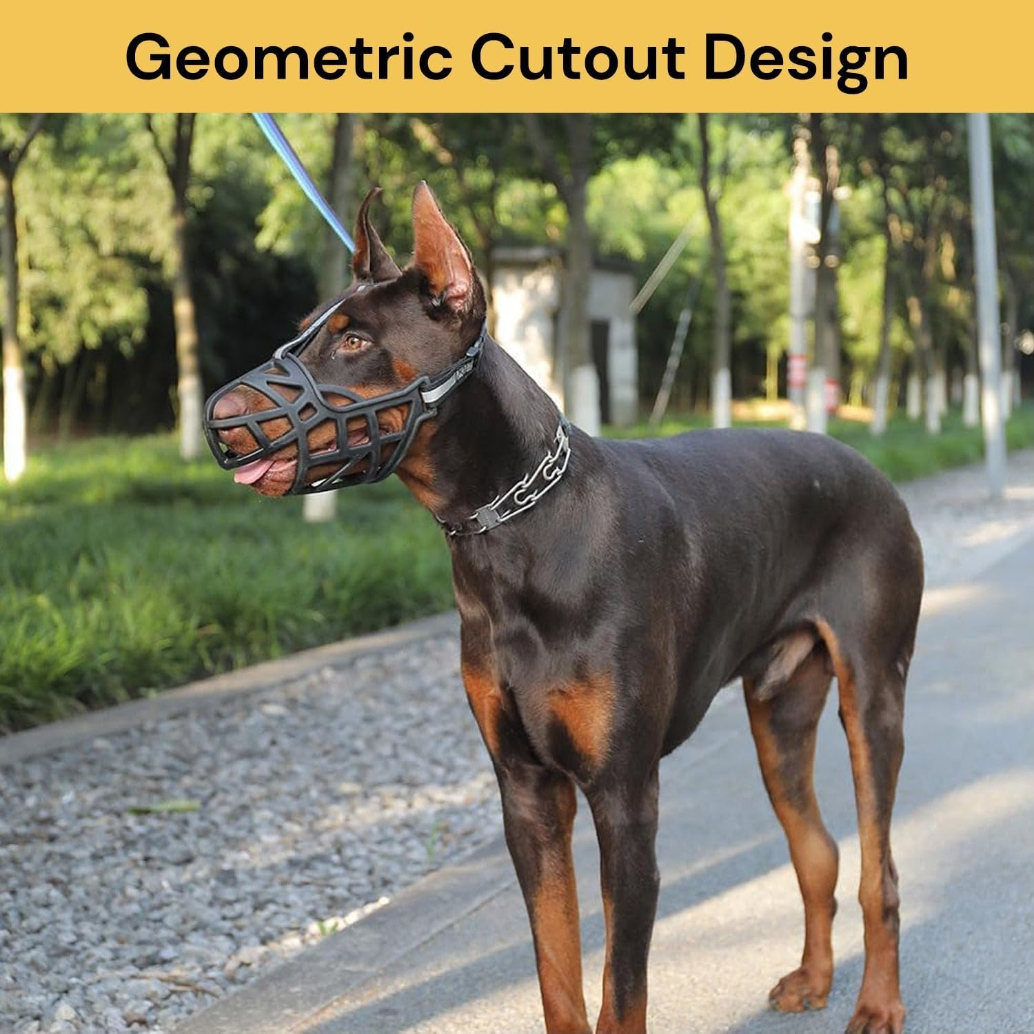 EZONEDEAL Adjustable Dog Muzzle, Breathable Basket Muzzle for Biting, Chewing and Scavenging, Humane Cage Mouth Cover,Aggressive Reactive Dogs, Perfect for Grooming & Training Muzzle (Black, XS) image number 3