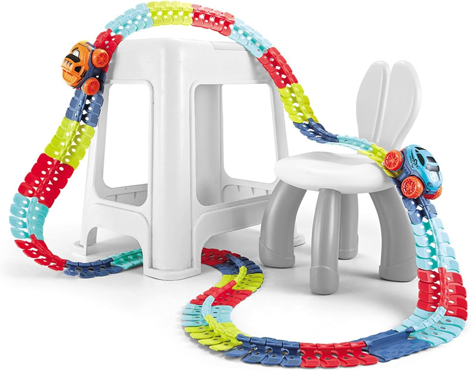 SIGONE Magic Raceway Glow in the Dark Race Track Toys Kids LED Light up Race Car Track Set Birthday Gifts Car Tracks for 3-5 Old Boys Girls (92Pcs) image number 3