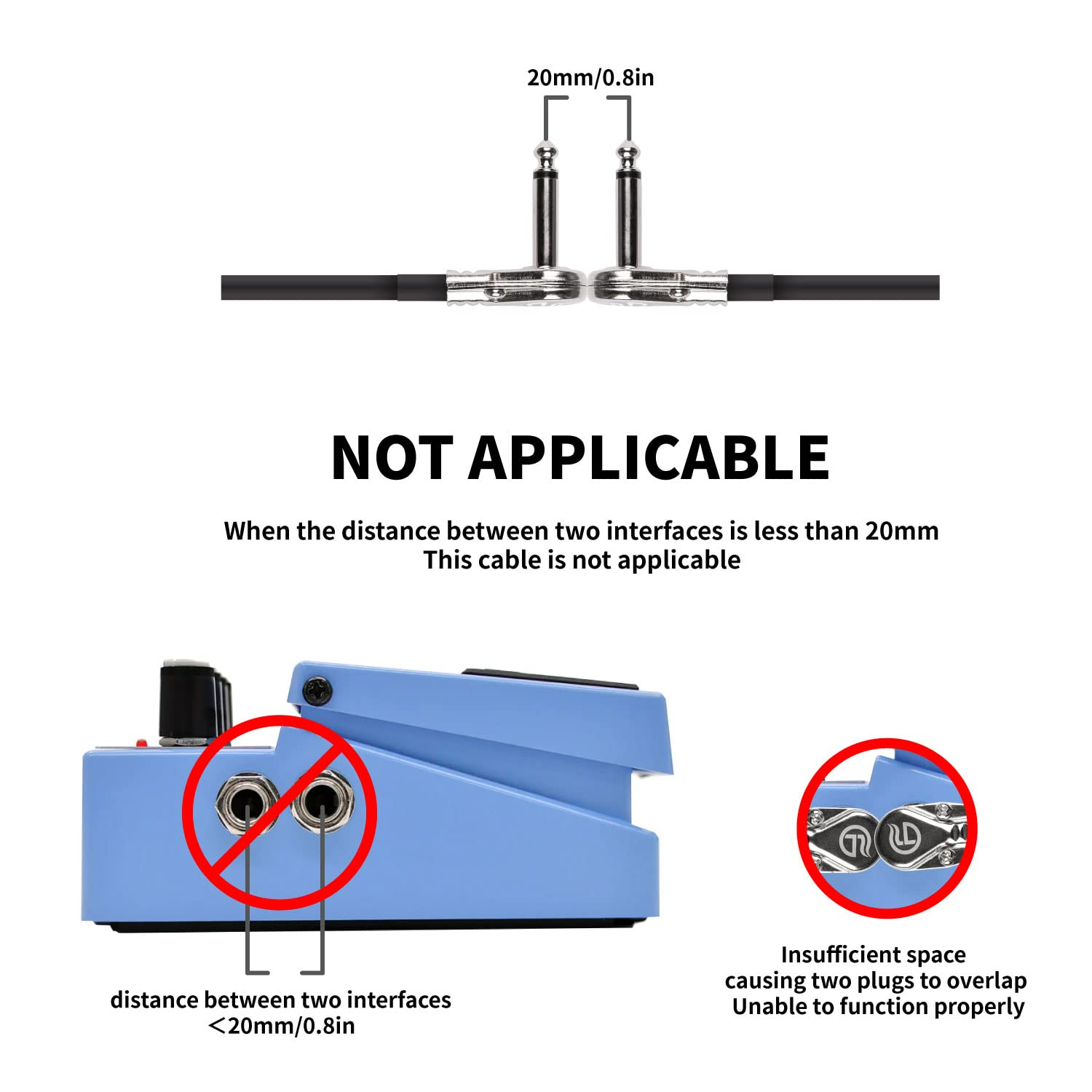 Ghost Fire Guitar Patch Cable, Guitar Pedal Cables,Instrument Effects Pedal Patch Cables for Guitar Effects Pedal Board (6 Inch-3 Pack)