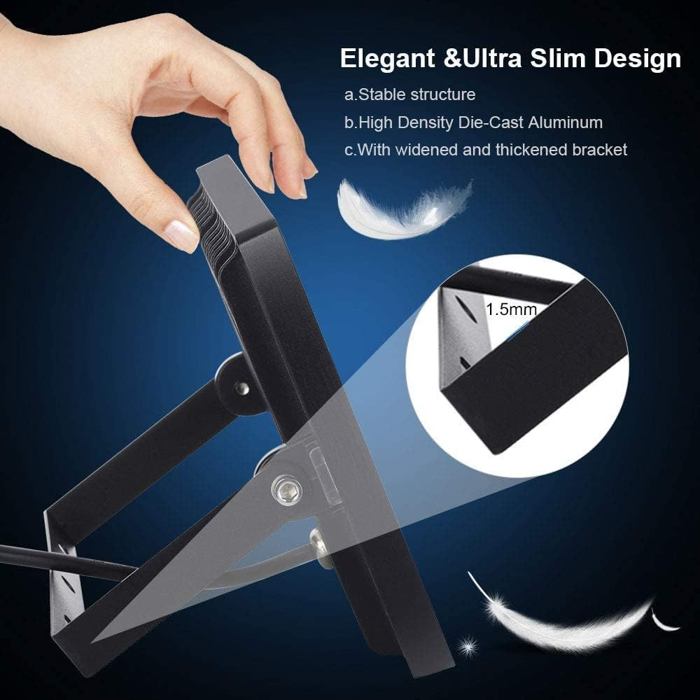 10 W LED Flood Light Spotlight with Plug Waterproof IP65 3000 K Warm White Ideal Wall Light Outdoor Lighting for Garden, Garage, Hotel image number 3