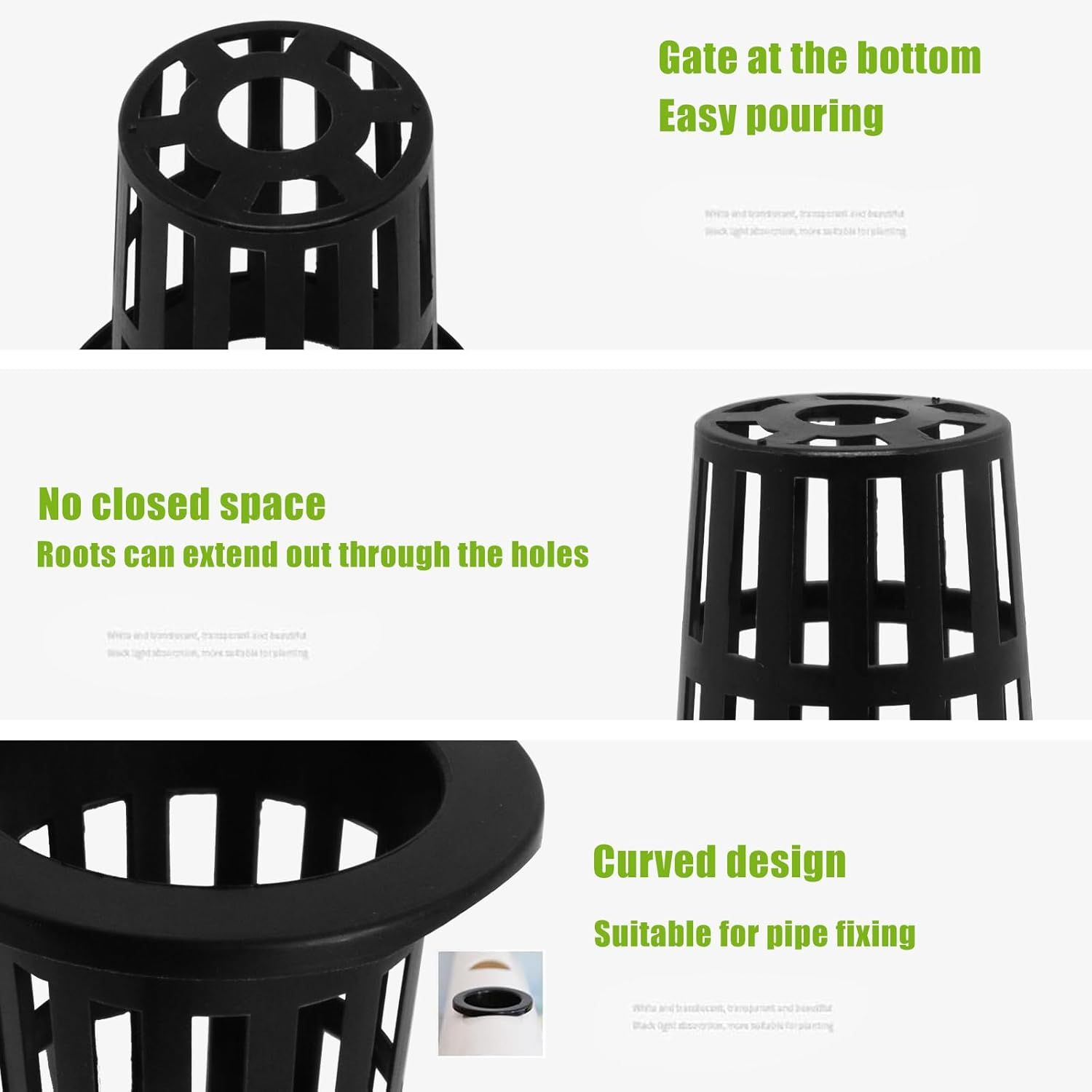 2.75Inch Garden Plastic Slotted Mesh Net Cups Pots, round Net Cups Pots Plant Net Pot Bucket Basket for Hydroponics (12) image number 3