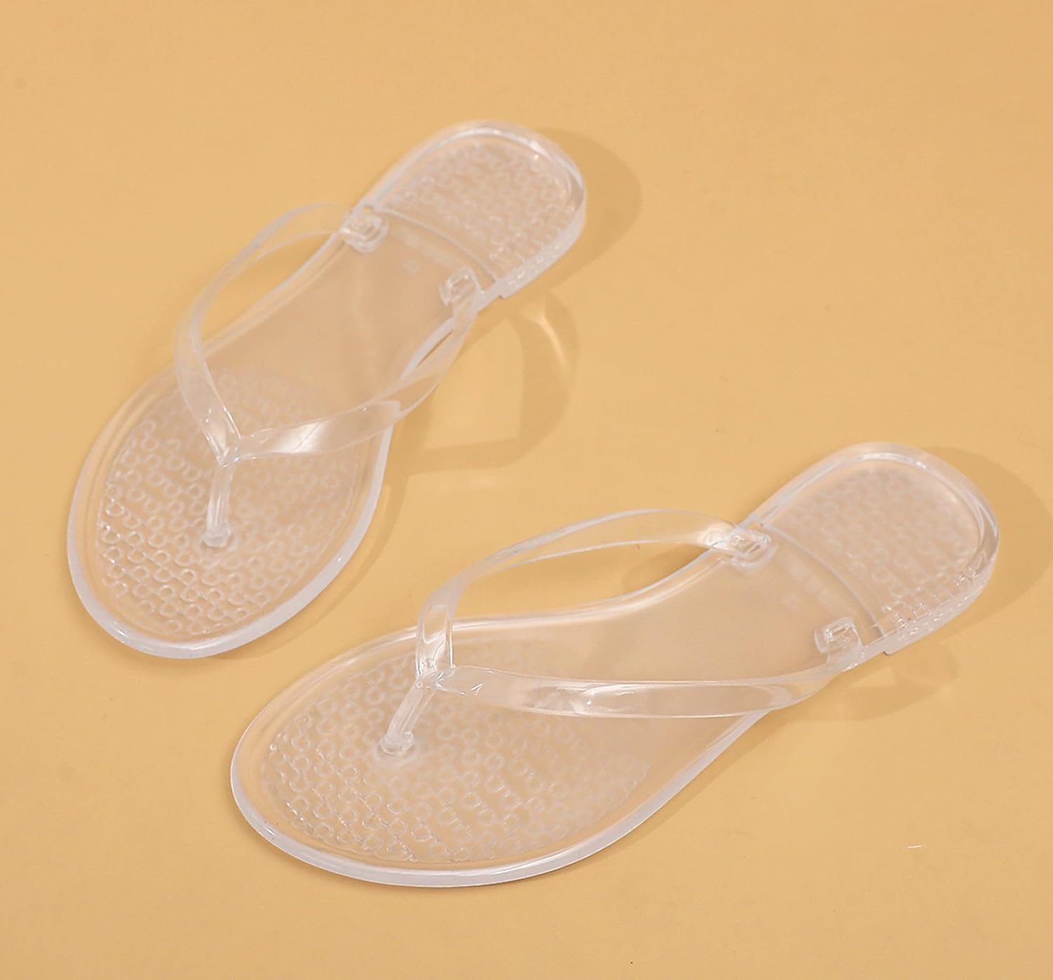Flip Flops for Women Jelly Shoes Thong Sandals Jellies Flats Clear Slipper Summer Beach Pool Slides Size 10 Slip on Quick Drying Soft image number 2