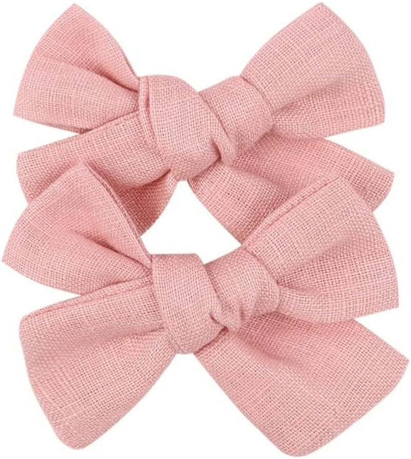 3.2'' Girls Rufous Linen Hair Bows Clips - Alligator Clips Hair Accessories for Little Girls, Toddlers, Kids, and Teens - Grey image number 4