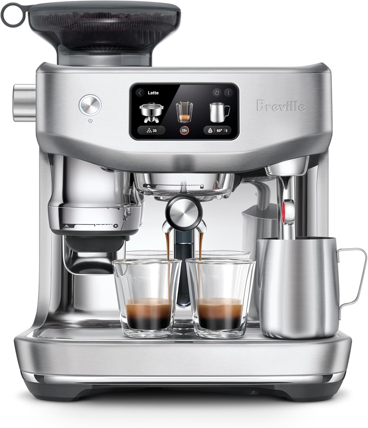 Breville the Oracle&trade; Jet Automatic Espresso Machine with Grinder & Milk Frother, Espresso Maker with Touchscreen, Cappuccino & Latte Machine for Home, BES985BTR, Black Truffle