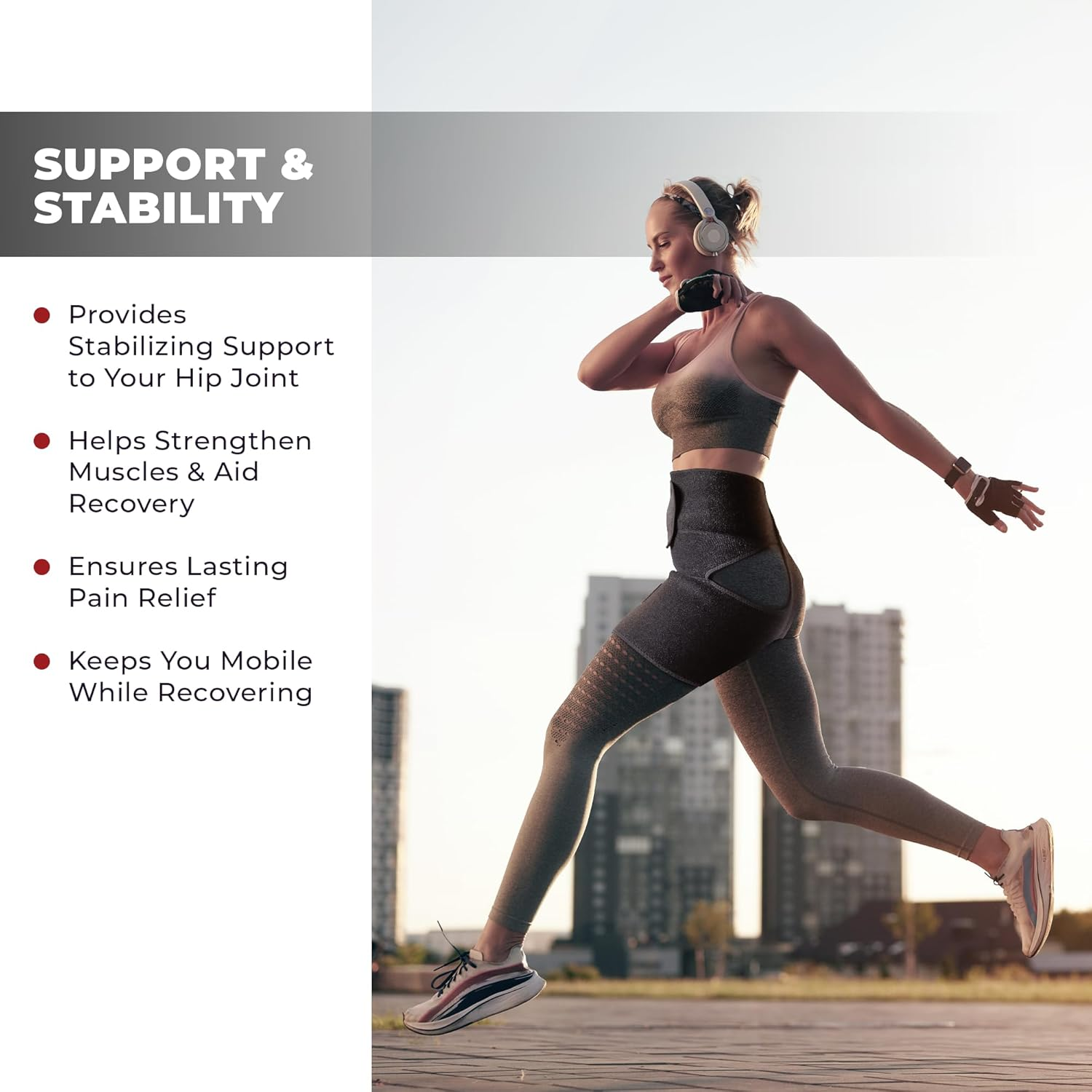 Astorn Hip Brace for Sciatica Pain Relief - Adjustable Groin Compression Support for Thigh, Hamstring, Arthritis, Bursitis and Injuries - Sciatic Nerve Brace for Men & Women - Small/Medium image number 4