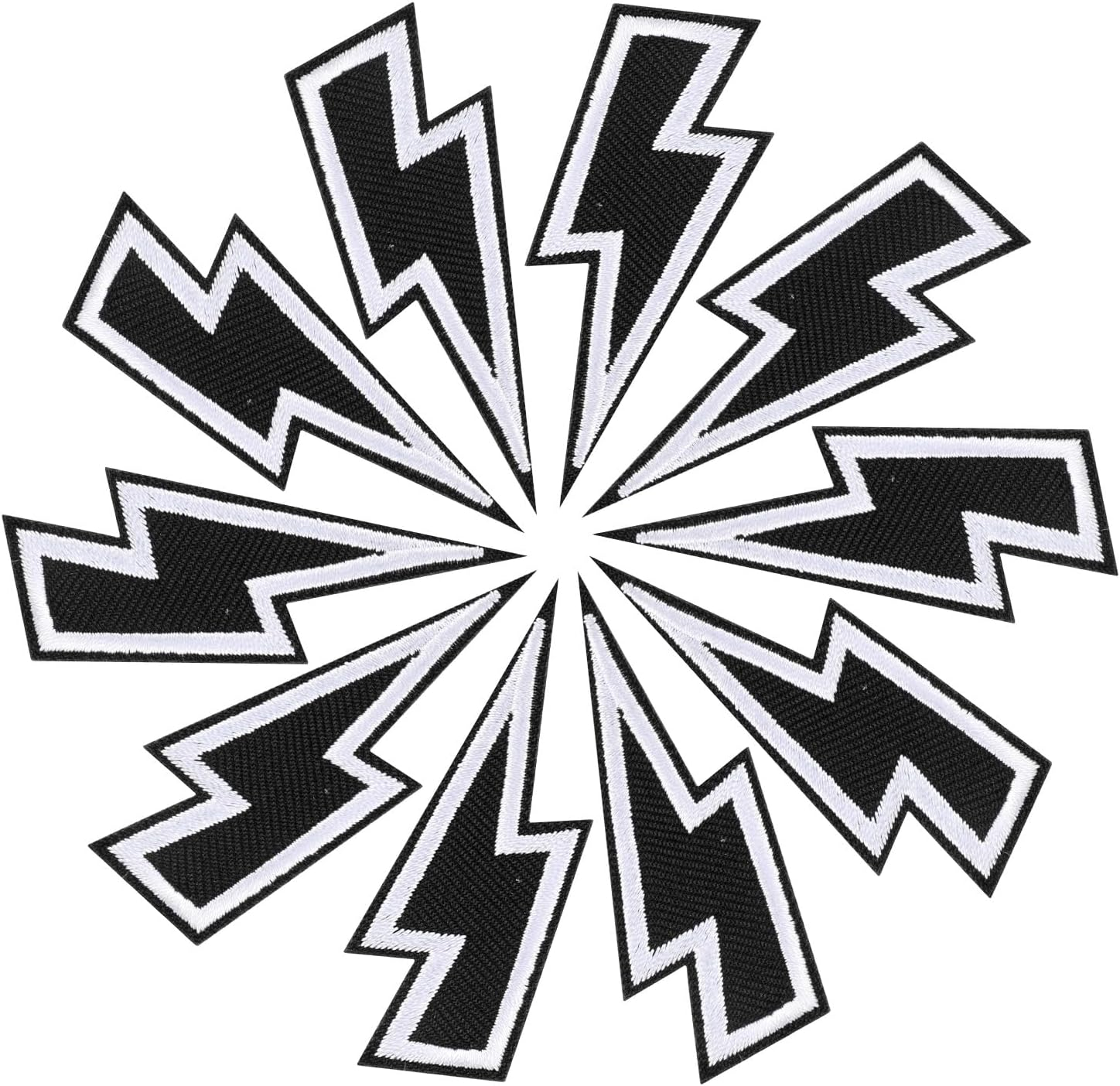 10Pcs Lightning Bolt Iron on Patch, Black Thunderbolt Patch Lightning Patch Sew on Embroidered Applique Flash Iron on Patch for DIY Clothes Hats Jeans Bags Shoes image number 4