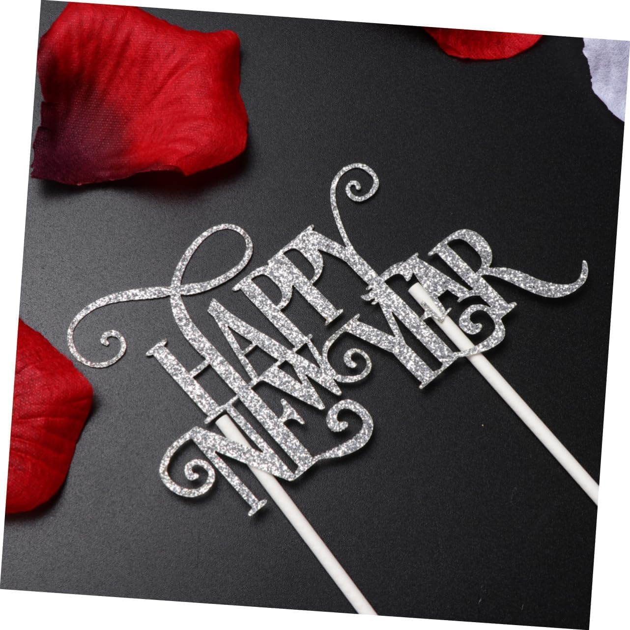 10Pcs Glitter Cupcake Toppers Fruit Pick Cake Dessert Toppers New Year Party Cake Topper Wedding Decoration Christmas Decor Happy New Year Cake Toppper Paper Cup Cake Supplies Baby