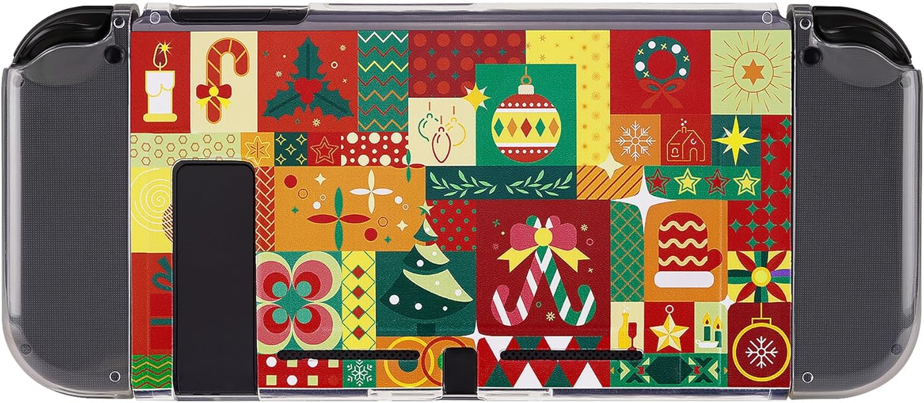 Playvital Christmas Wrap Protective Case for Nintendo Switch, Soft TPU Slim Case Cover for Nintendo Switch Console with Colorful ABXY Direction Button Caps - Christmas Wrap image number 3