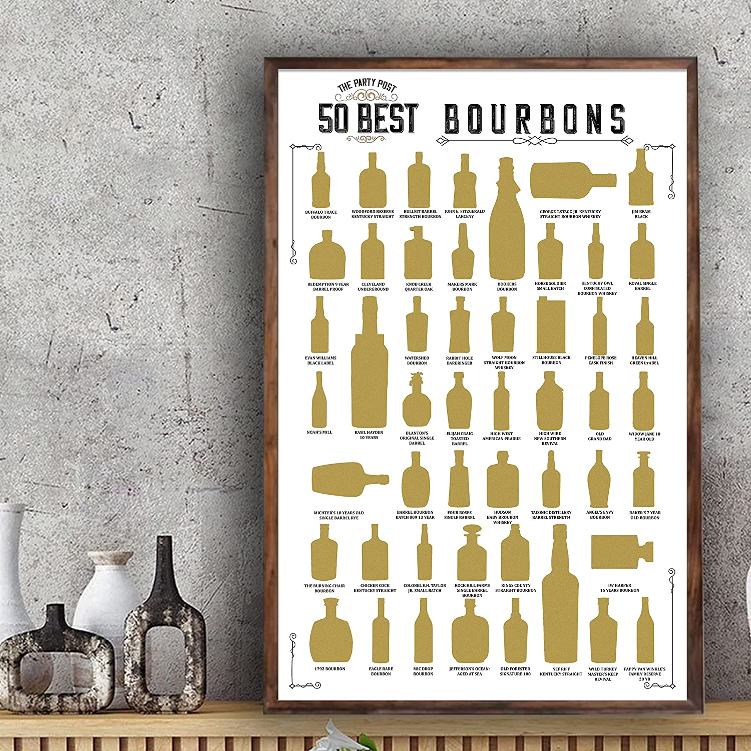 Bourbon Scratch off Poster - Top 50 Bourbons Bucket List Banner. Home Decoration Wall Sign. Birthday Gift Ideas for Her or Him. Man Cave, Bar & Pub Art Supplies 11X17 in Best 50 Bourbons image number 5
