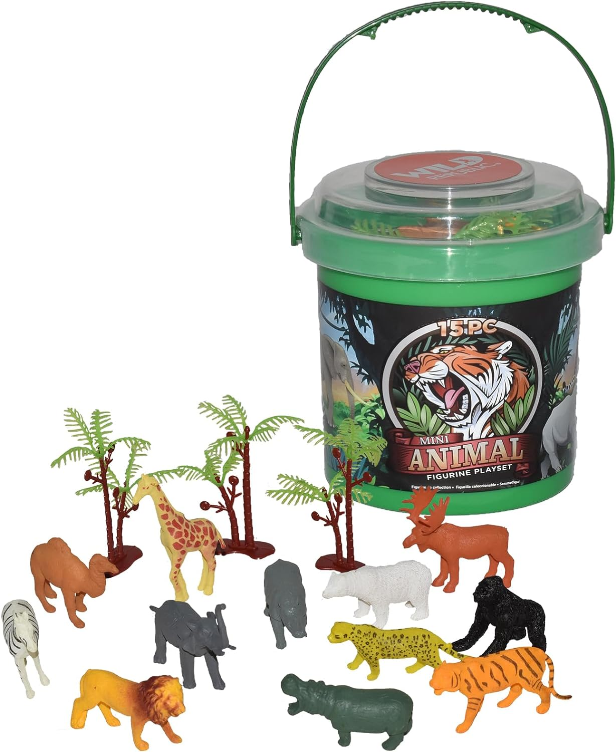 Wild Republic Animal Mini Bucket, Toy Figurines, Kids Gifts, Zoo Party Supplies, Zoo Animals, 15 Piece Playset image number 5