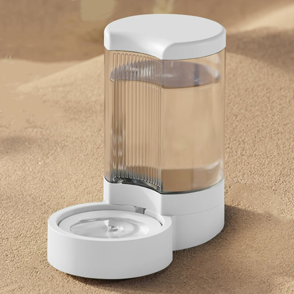 4L Pet Water Dispenser and 2.2KG Food Feeder - Large Capacity Automatic Gravity Feeder for Cats and Dogs - Transparent Slow Drinking Unplugged (White) image number 6