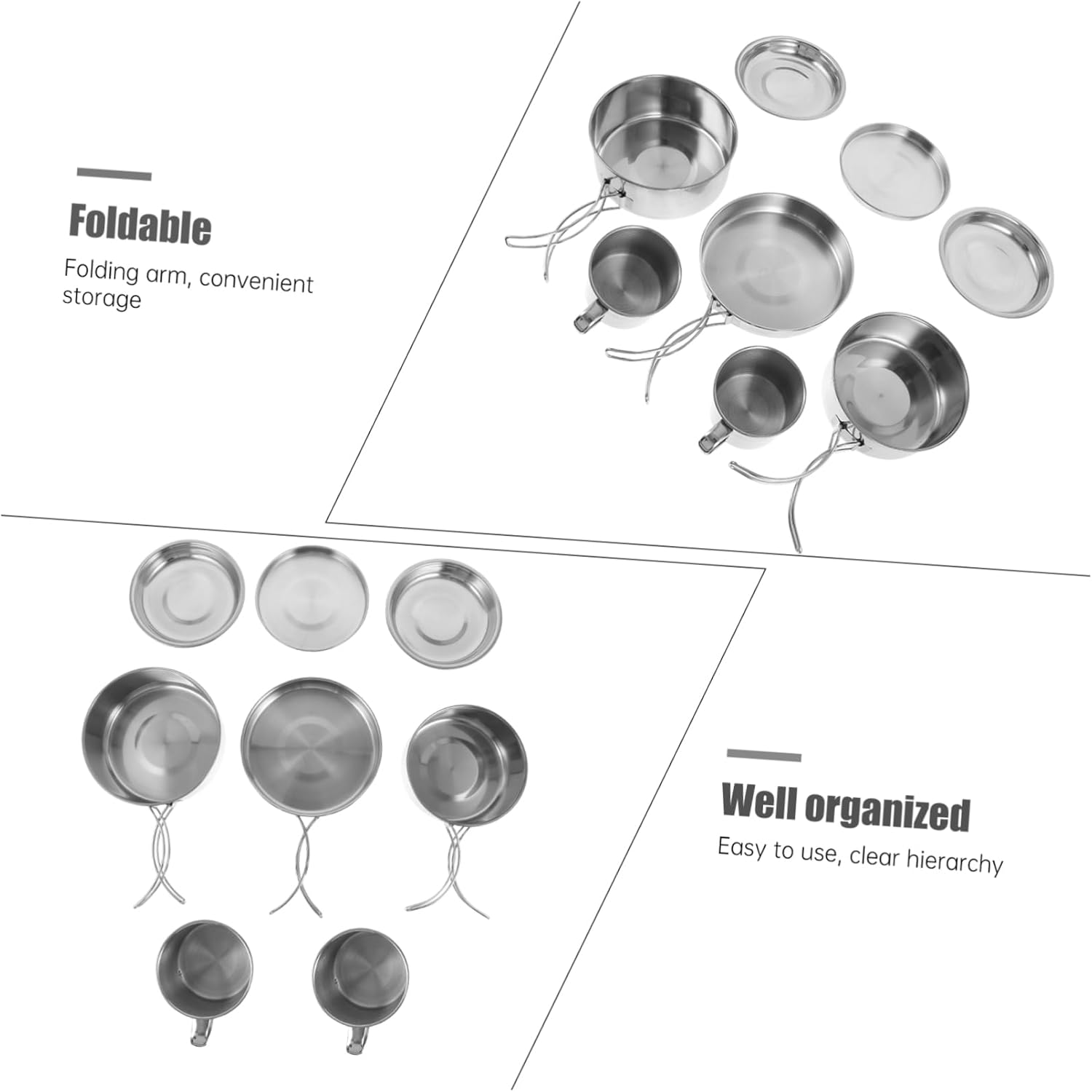 Camping Cookware 8-Piece Set Outdoor Cooking Utensils Portable Picnic Pan Set image number 6