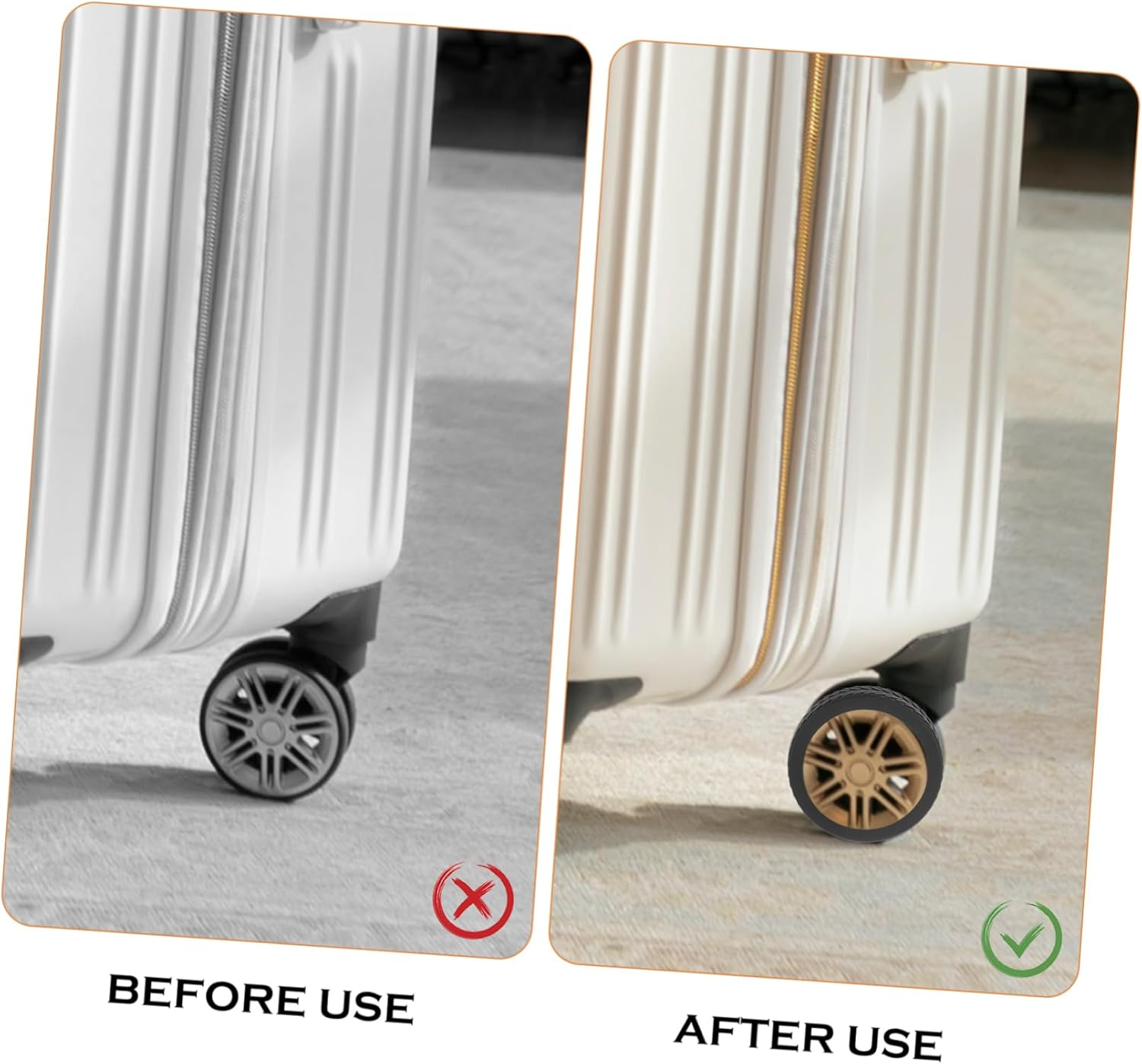 OKUMEYR 8Pcs Luggage Wheel Protector Suitcase Feet Caps for Travel Silent Rolling Motion image number 2