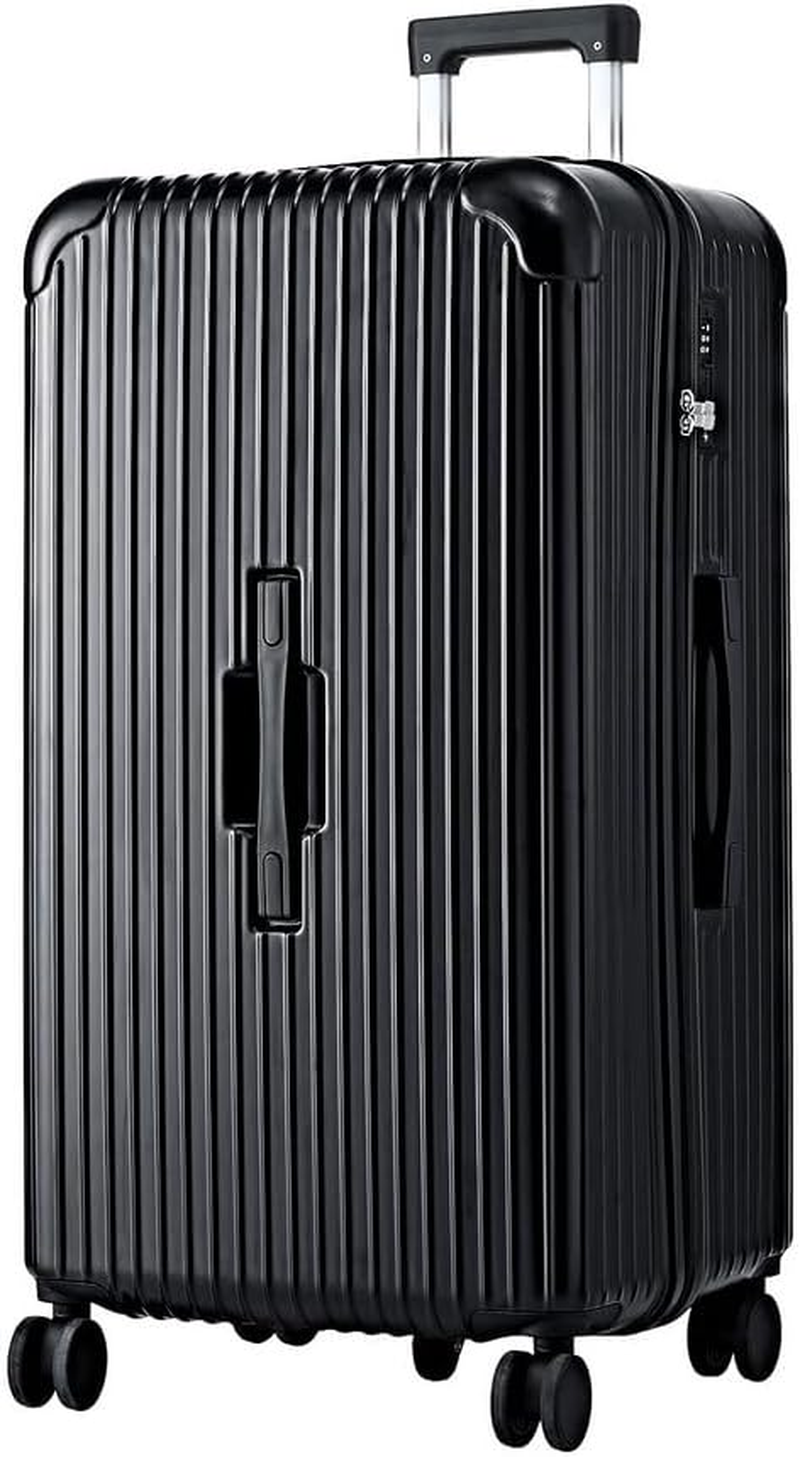Wanderlite 32'' Trunk Luggage, Suitcase with Larger Capacity, 5 Wheels, Travel Luggage with Usb&Type-C Port, Phone & Cup Holder, TSA Lock, Lightweight Hardshell, Black