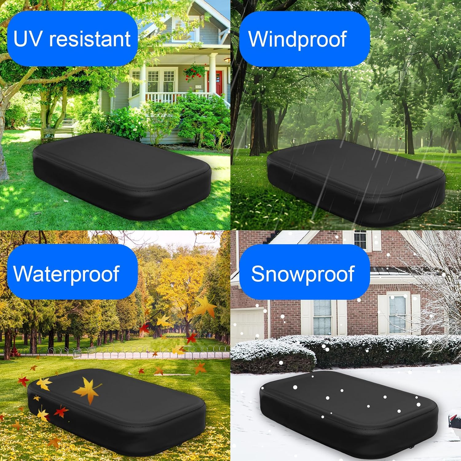 Rectangular Pool Cover for Inflatable Pool, 10.2X6.2X1.7Ft 210D PU Water Proof Oxford Fabric Cover with Elastic Band & Buckle Loop image number 3