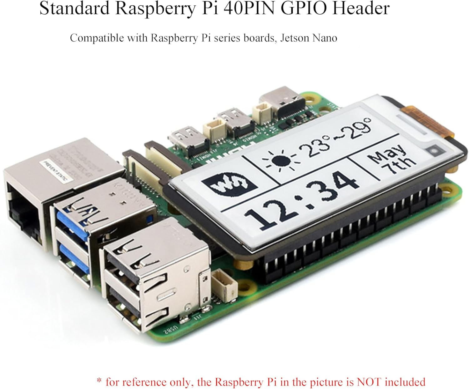 2.13Inch E-Paper HAT+ for Raspberry Pi 5/ 4B/3B+/3B/2B/A+/Zero W/Wh/Zero 2 W/Jetson Nano, E-Ink Display HAT+ Standard 250X122 Pixel SPI Interface with Pwnagotchi Tutorial Support Partial Refresh image number 3