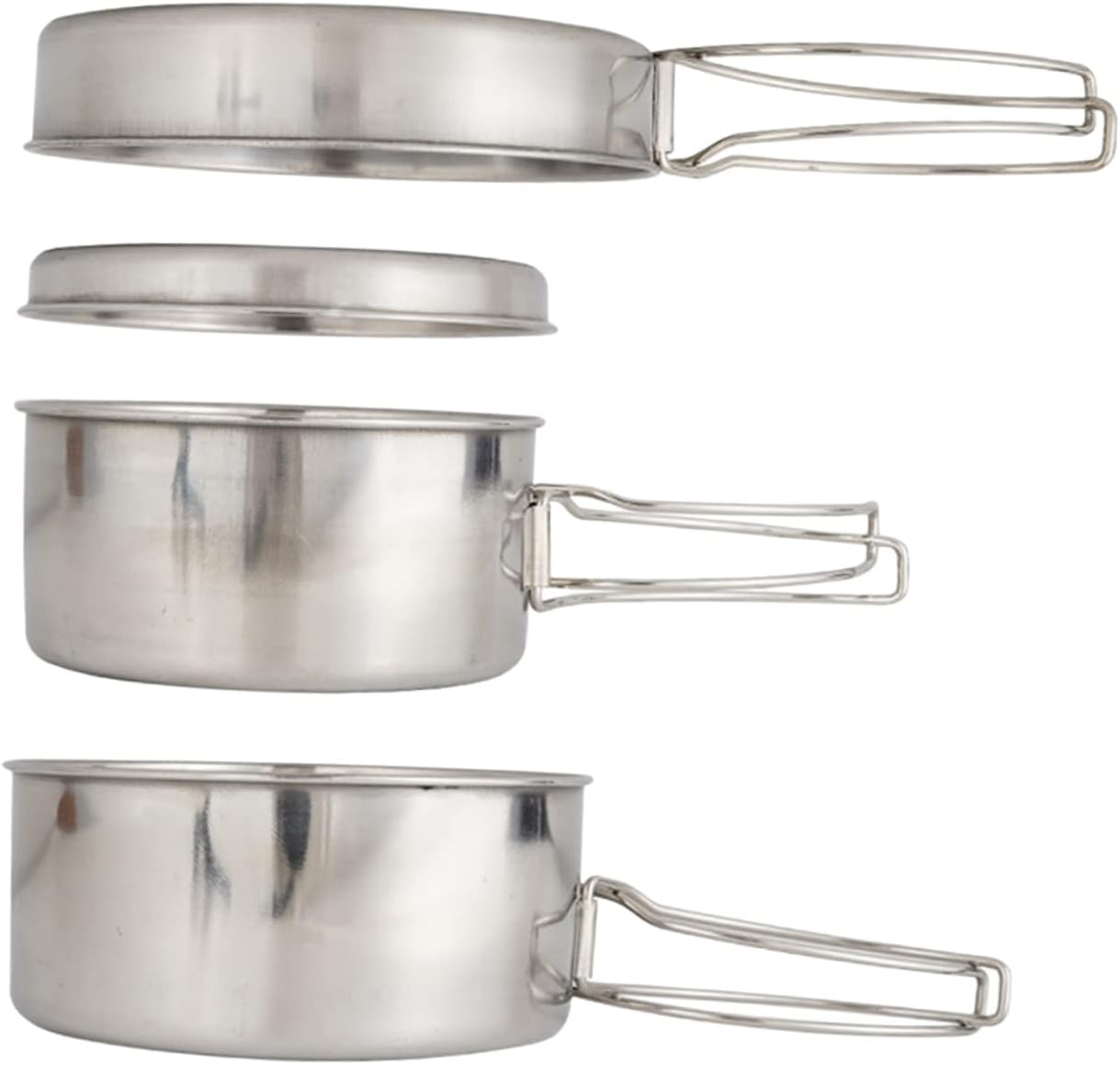 Milisten Stainless Steel Pot for Camping Outdoor Cookware Long Handle Camping Pan Portable Cookware Kit and Picnic Supplies image number 1