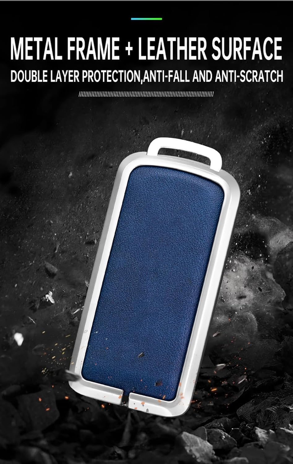 Ontto Alloy Car Key Fob Cover Fit for Mitsubishi L200 ASX Outlander Eclipse Cross Pajero Sport Lancer Xpander Triton Mirage Leather Key Case Shell Key Holder Keyring Keychain Accessories Black-Brown image number 2