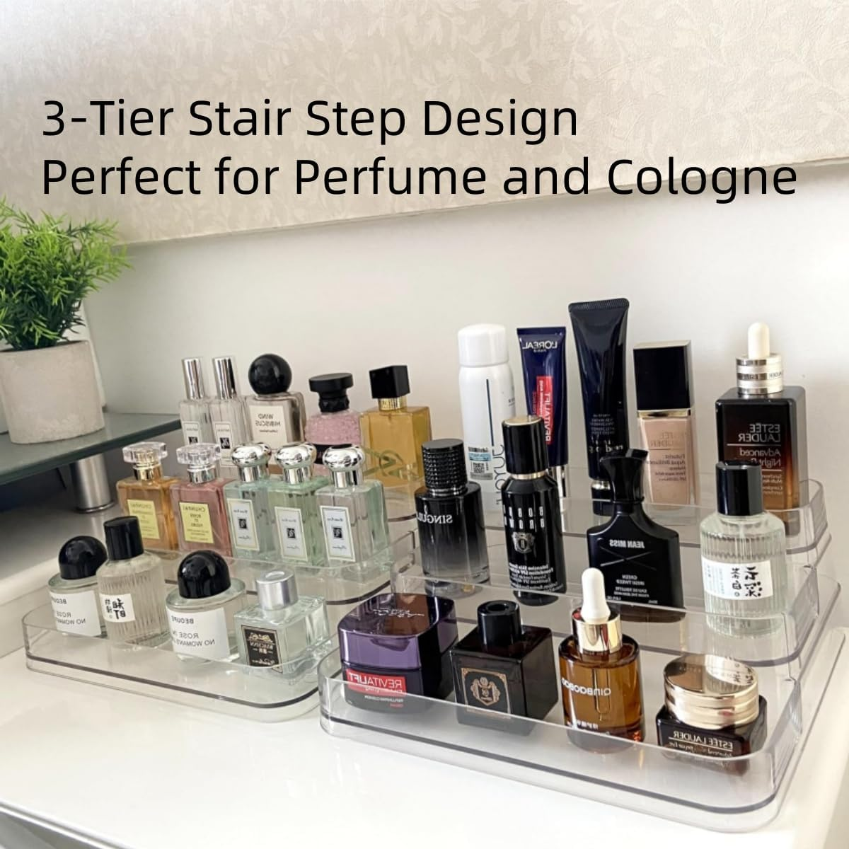 Organizer - Three-Tiered Shelf - Perfume Lotion Skincare Stand, Spice Vitamins Medicine Bottles Holder,Sturdy Clear Rack for Kitchen Bathroom Countertop Cabinet Storage image number 5