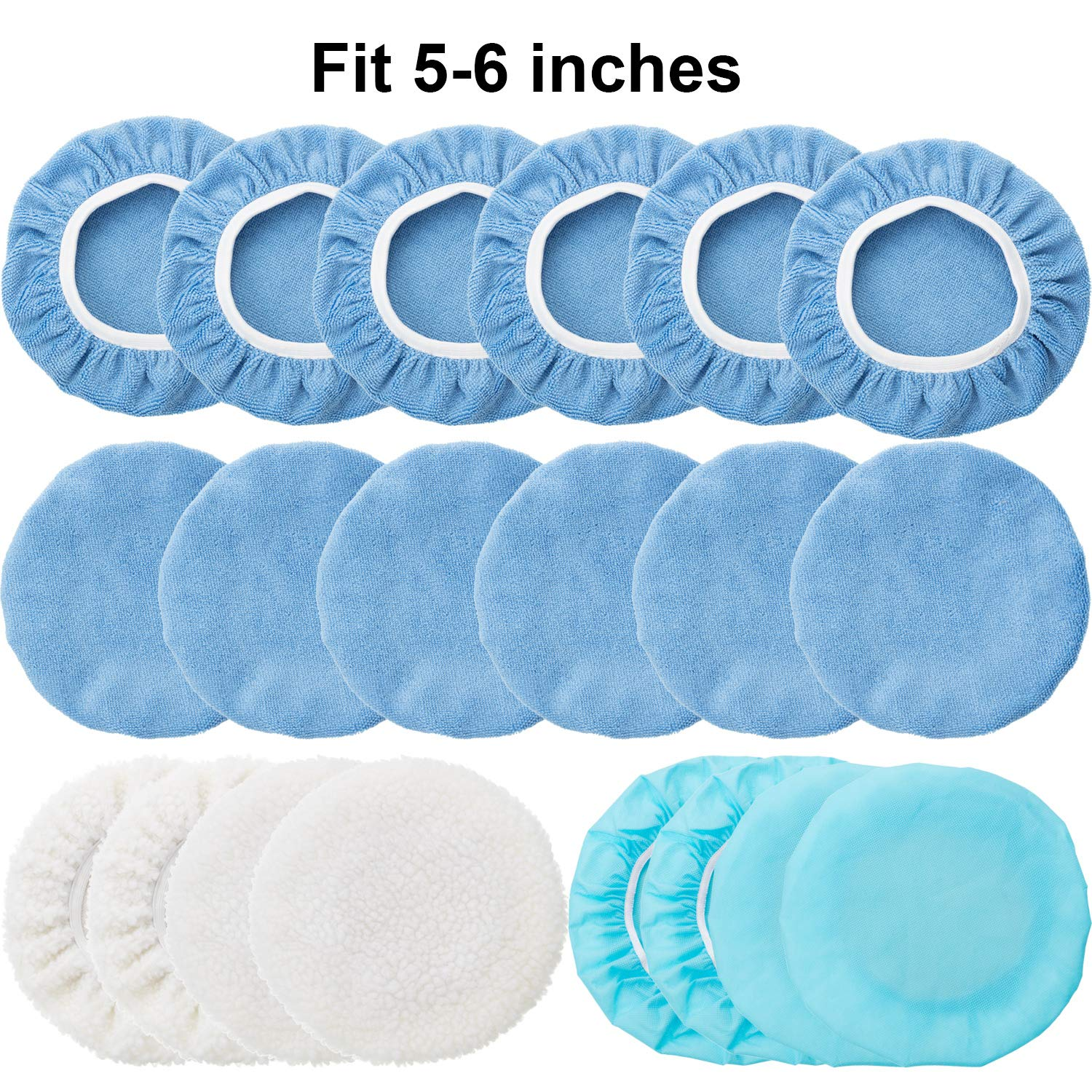 20 Pieces Car Polisher Pad Bonnet Microfiber Max Baxer Bonnet Polishing Bonnet Buffing Pad Cover (5-6 Inches)