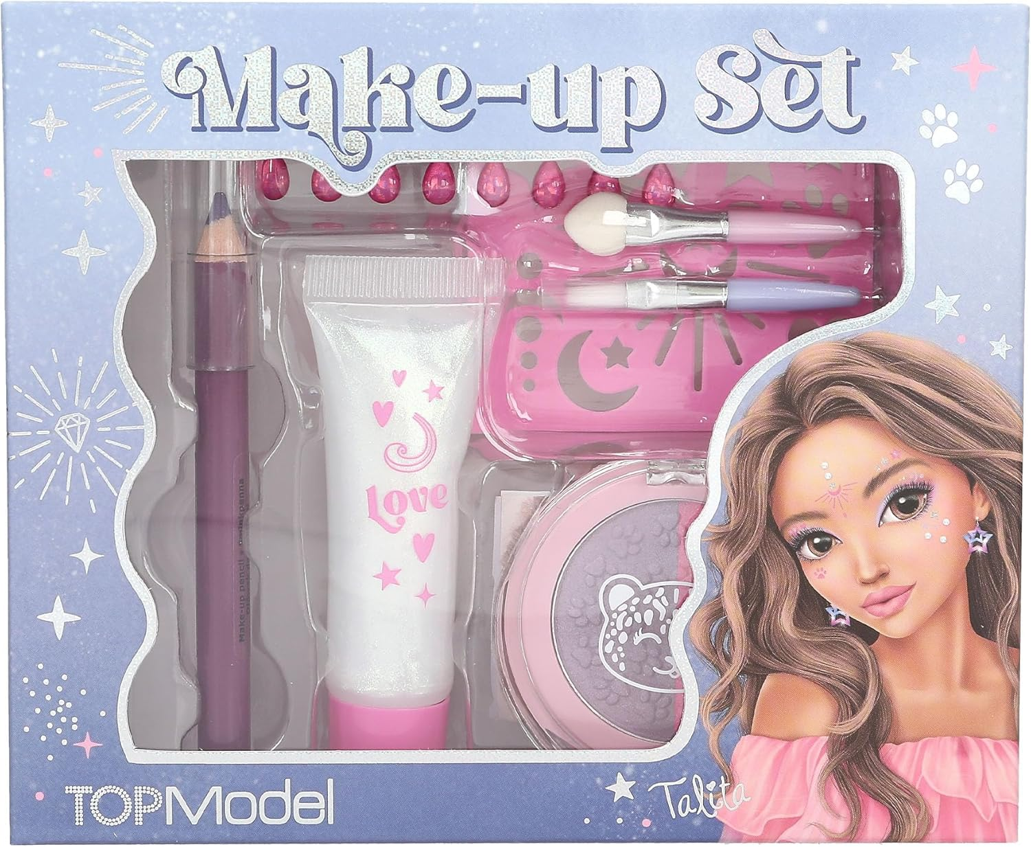 Depesche 13956 Topmodel Beauty and Me Make-Up Set in Pink and Purple Shades Including Make-Up Pen, Glitter Gel, Decorative Stones and Much More image number 3