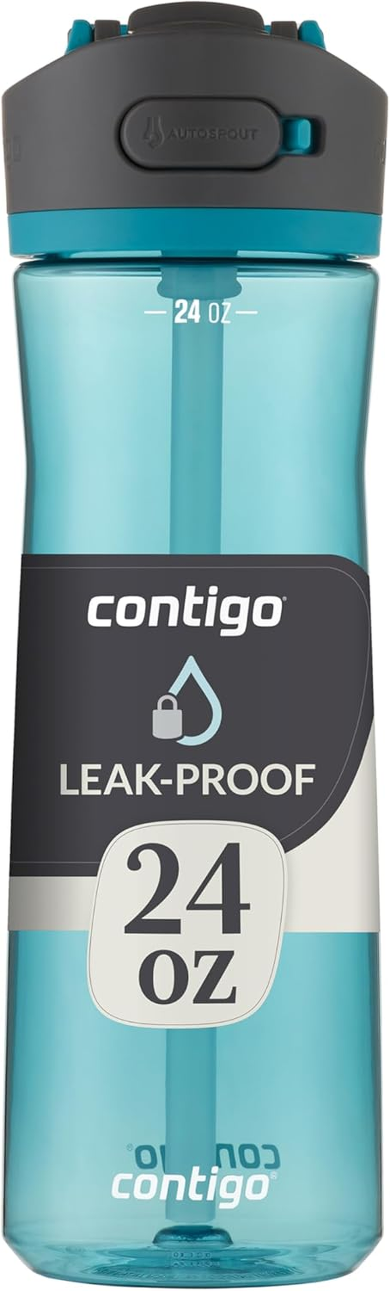 Contigo Ashland 2.0 Leak-Proof Water Bottle with Lid Lock and Angled Straw, Dishwasher Safe Water Bottle with Interchangeable Lid, 24Oz Pink Lemonade