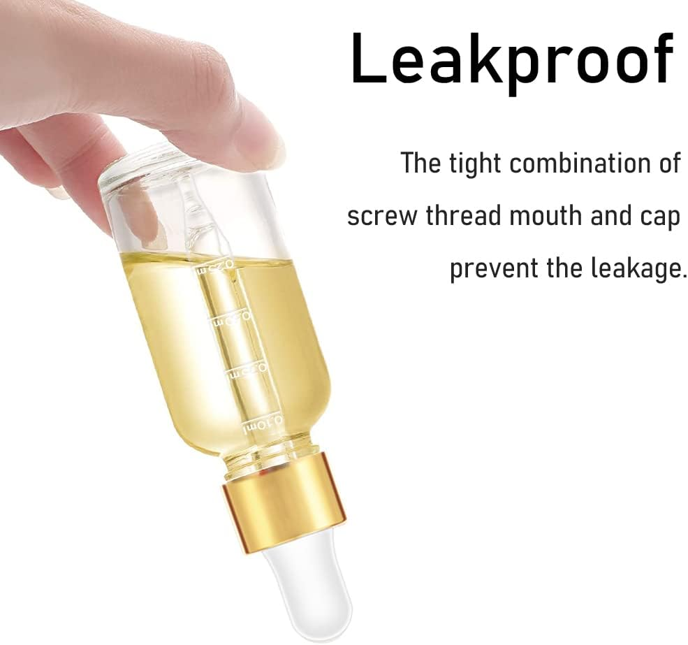 Bumobum Dropper Bottles 4Oz, 12 Pack Clear Glass Eye Dropper Bottle for Essential Oils with Labels and Funnels, Tincture Bottles with Golden Top (Unbreakable Plastic Dropper with Measurements) - Clear image number 4