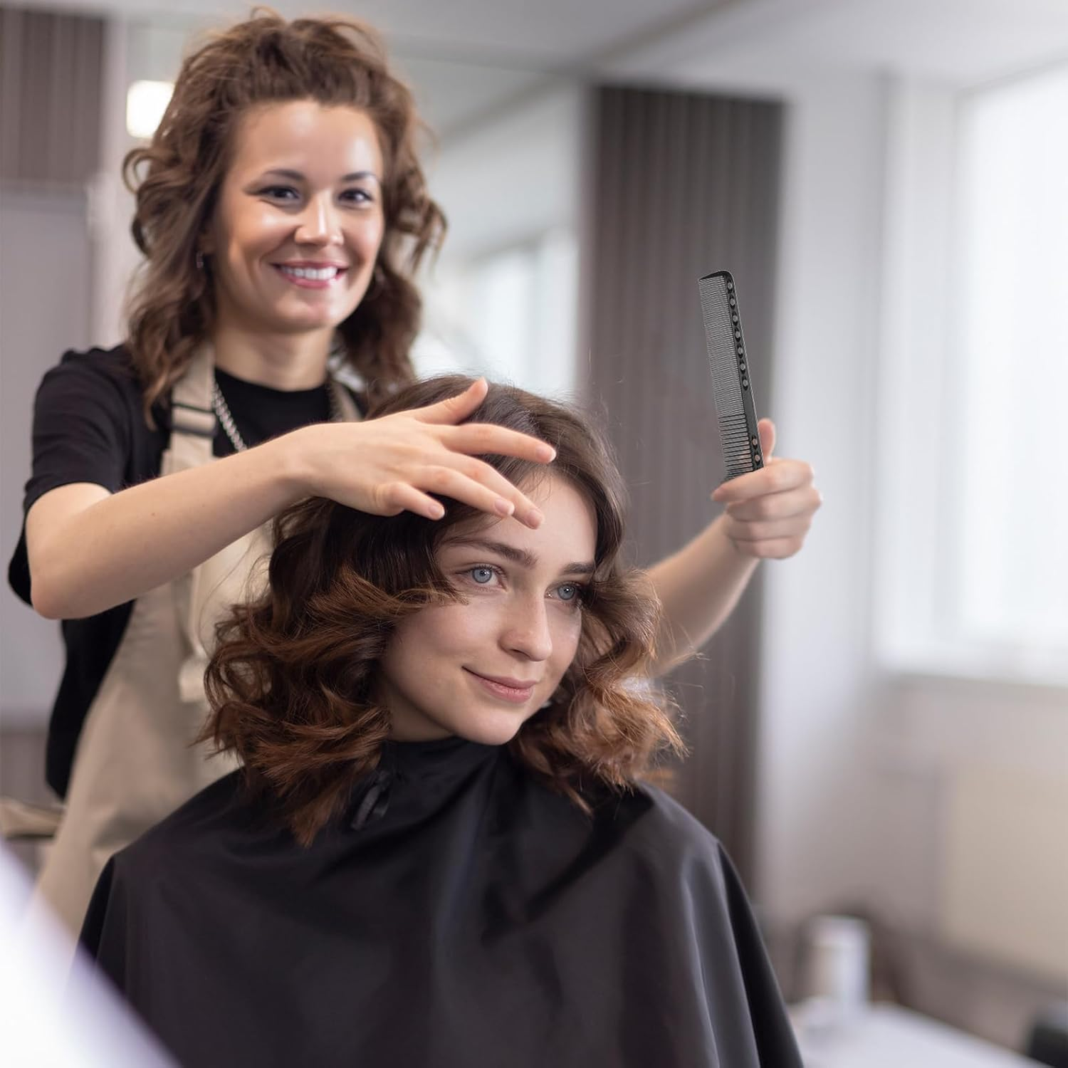 4 Pieces Carbon Comb, Hair Cutting Comb, Antistatic Hairdressing Comb, Shatterproof Professional Hair Comb Styling Comb for Hairdressers, Heat Resistant Hair Comb for Men, Women, Home, Salon, Hair image number 1