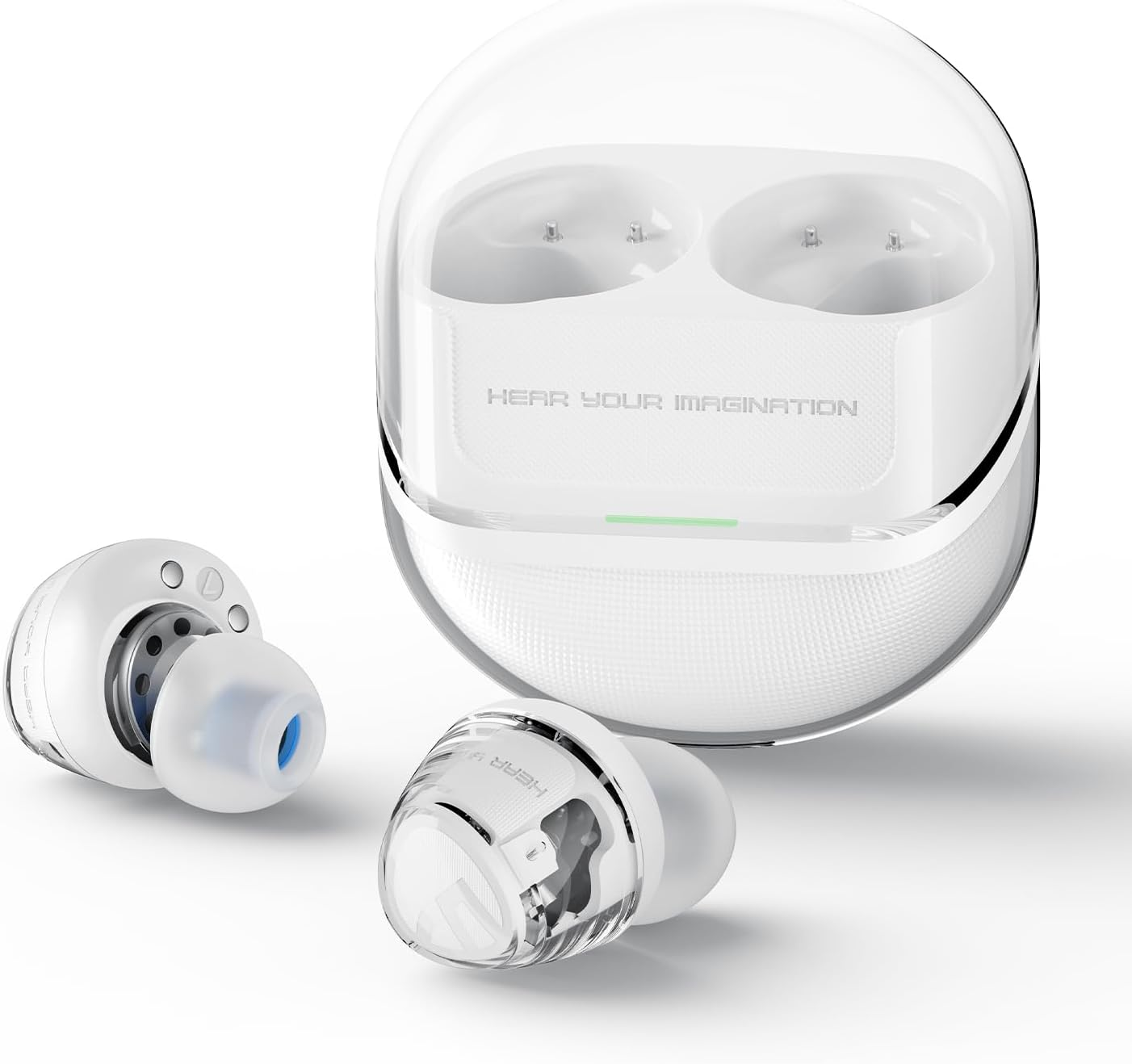 Wireless Earbuds, Soundpeats Clear Dot Bluetooth 5.3 Earphones with 10Mm Driver, 2 Mics with AI Noise Cancelling Headphones for Clear Calls, 27H Playtime, Game Mode, App Control Transparent (Black)