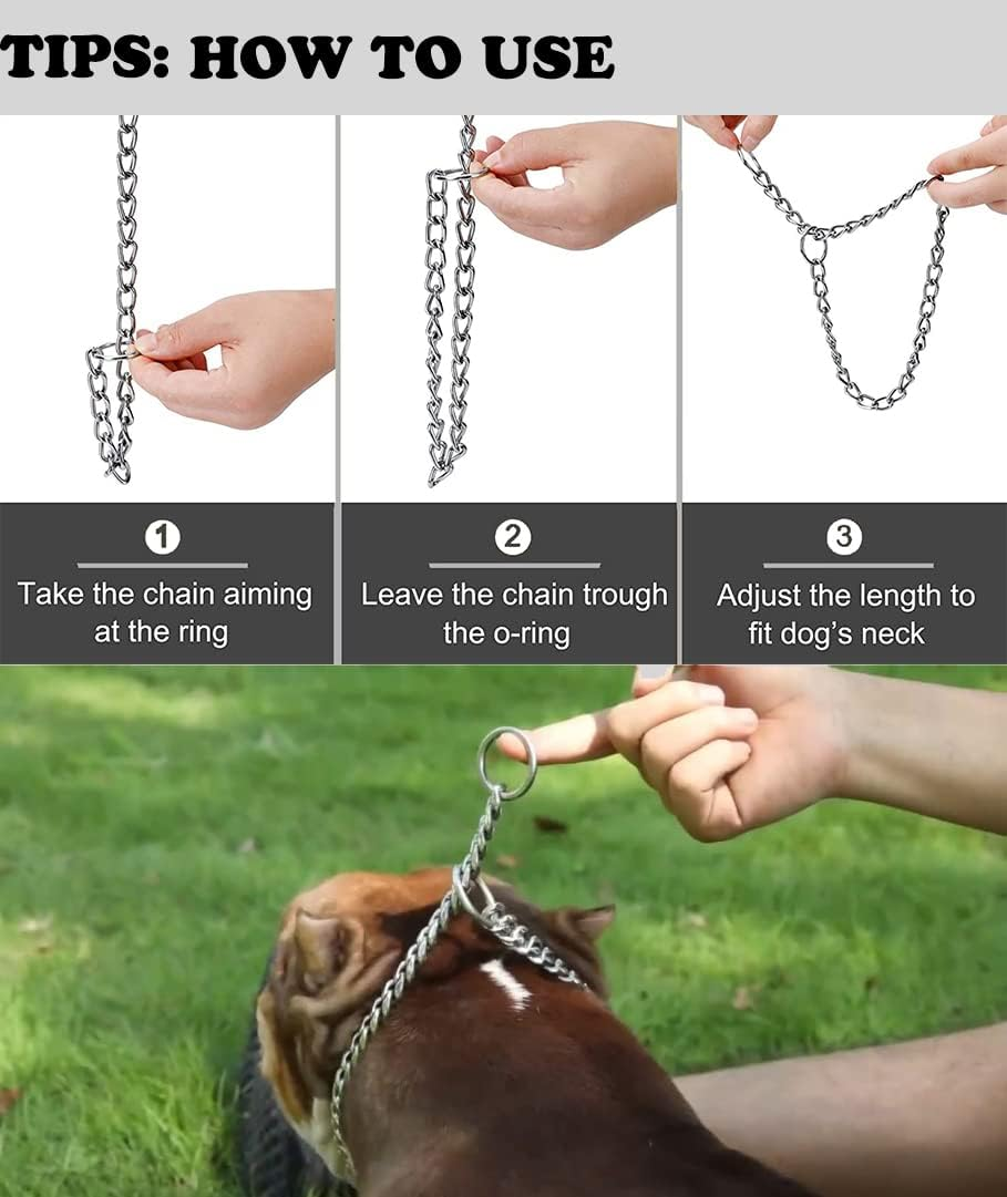 Freezx Dog Choke Collar Slip P Chain - Heavy Titan Training Collars - Adjustable Stainless Steel Chain Covered with Galvanic Plating - for Small Medium Large Dogs image number 2
