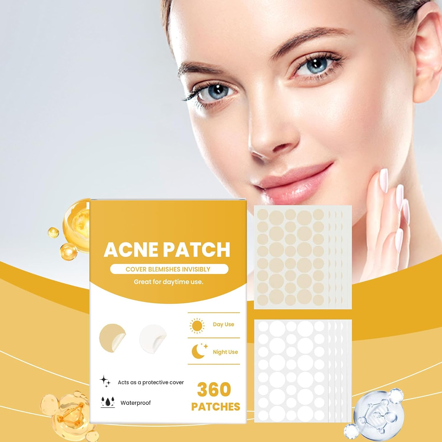 Day and Night Acne Patches, Invisible Acne Patches for Facial Care, （360 Patches） image number 3