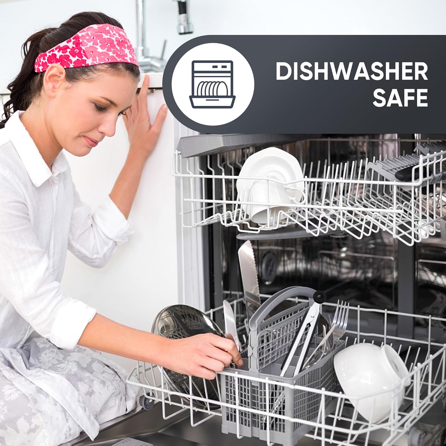 9 Inch Kitchen Tongs, Cooking Tongs with Silicone Tips and Stainless Steel Handle, Non Stick Heat Resistant Tongs for Cooking, Buffet, Salad Serving (9", Black) image number 6