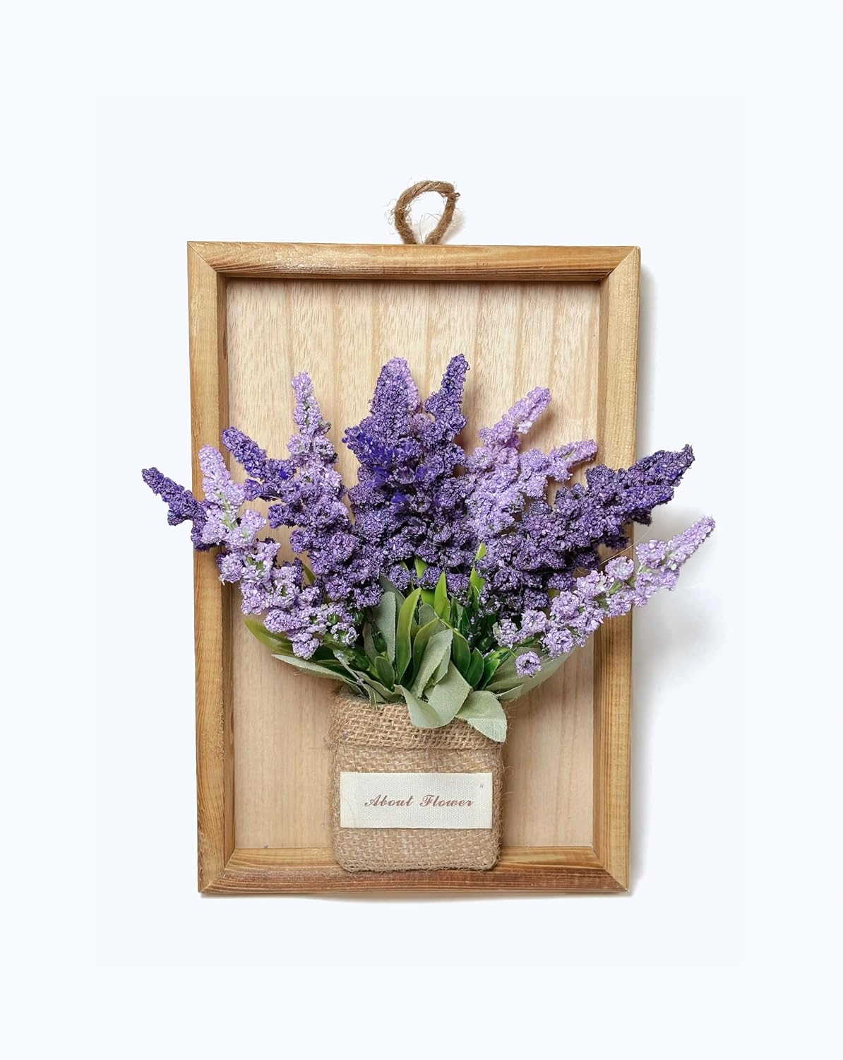 Midrodlle Artificial Hanging Plants Wall D&eacute;cor in Wooden Frame (22.8 X 15.5 Cm), Fake Flowers Wall Art Indoor Decorations-Aisha White Roses image number 1