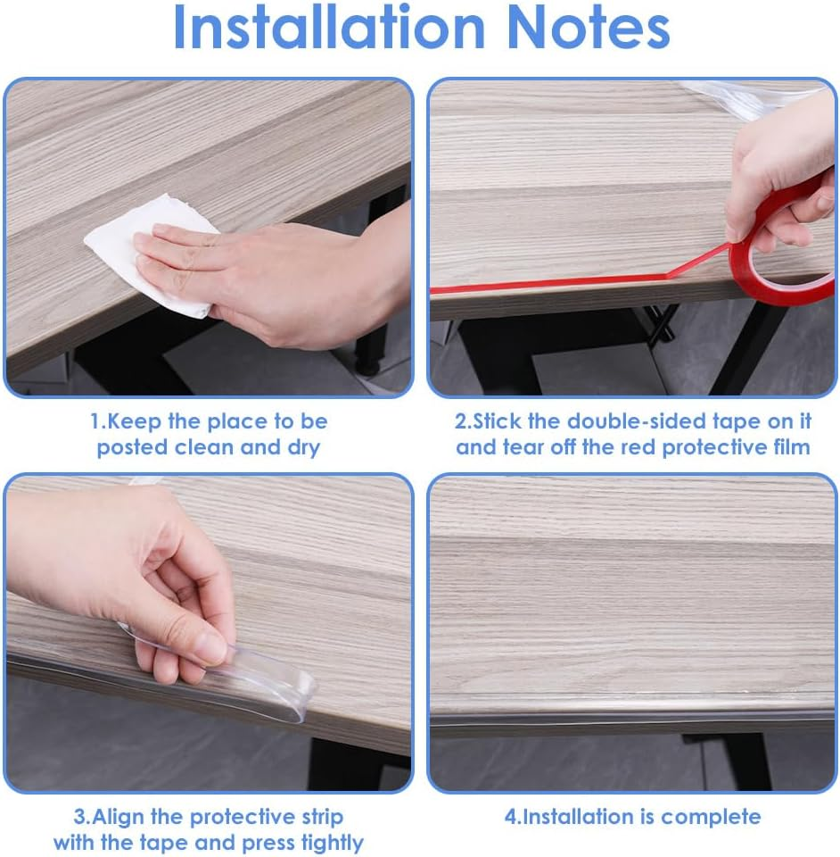 AUTOWT Baby Edge Corner Protector Kit, Transparent Child Safety Shock Protection, 3M Table Edge Protector, Soft Silicone Bumper Strip with Double-Sided Adhesive Tape for Furniture, Cabinet, Drawer image number 4