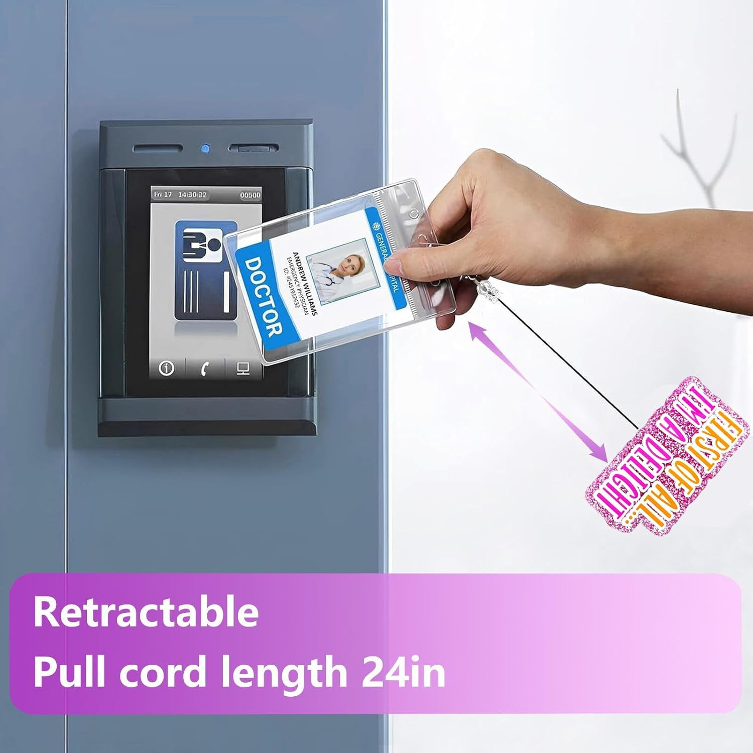 First of All I'M a Delight Badge Reel Retractable, Funny Badge Reel for Nurse Nursing Student RN CNA LPN Medical Worker & Teacher, Delight Badge Holder with Alligator Clip & 24&rdquo; Durable Nylon Cord - Baby Feet image number 6