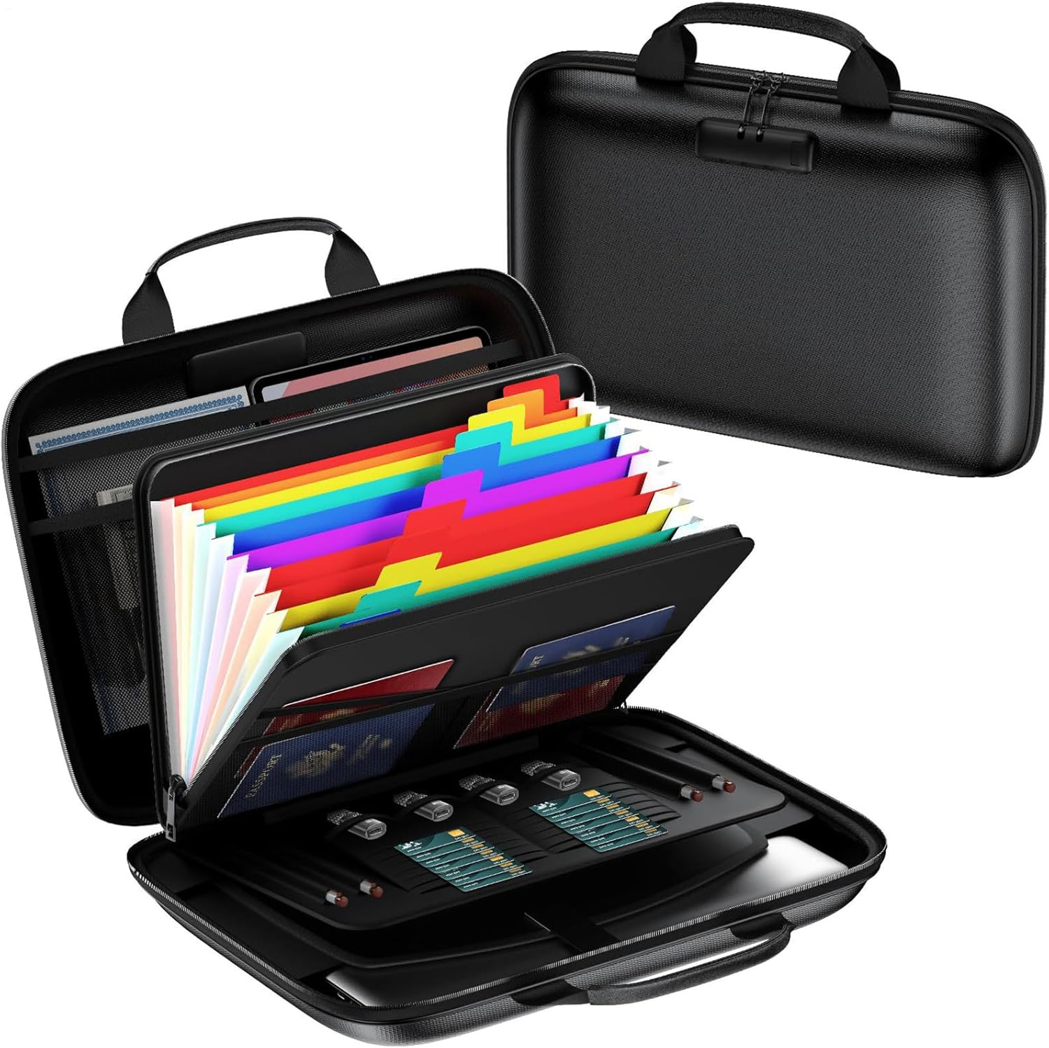 Jeruytgh Fireproof Document Bag - 13 Pocket Zipper Organizer,Lockable Fireproof Money Bag | for Important Papers Passports Identification Cards Social Security Cards