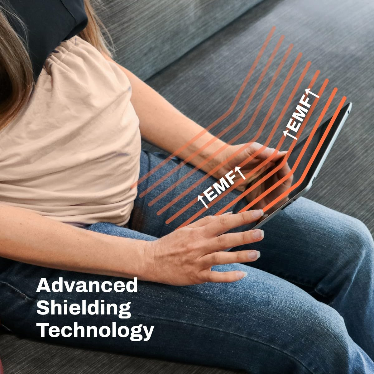 Defendershield EMF 5Th Generation Radiation Protection Baby Belly Band for Pregnancy Maternity Organic Bamboo Cotton Blend, Beige, Large