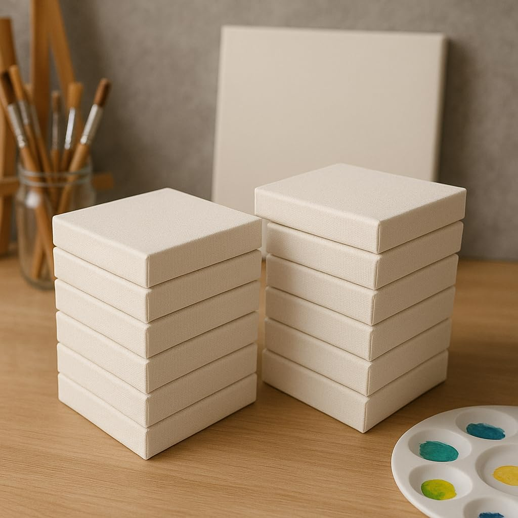 LWR CRAFTS Mini Stretched Canvas 7.5 Cm X 7.5 Cm Pack of 12
