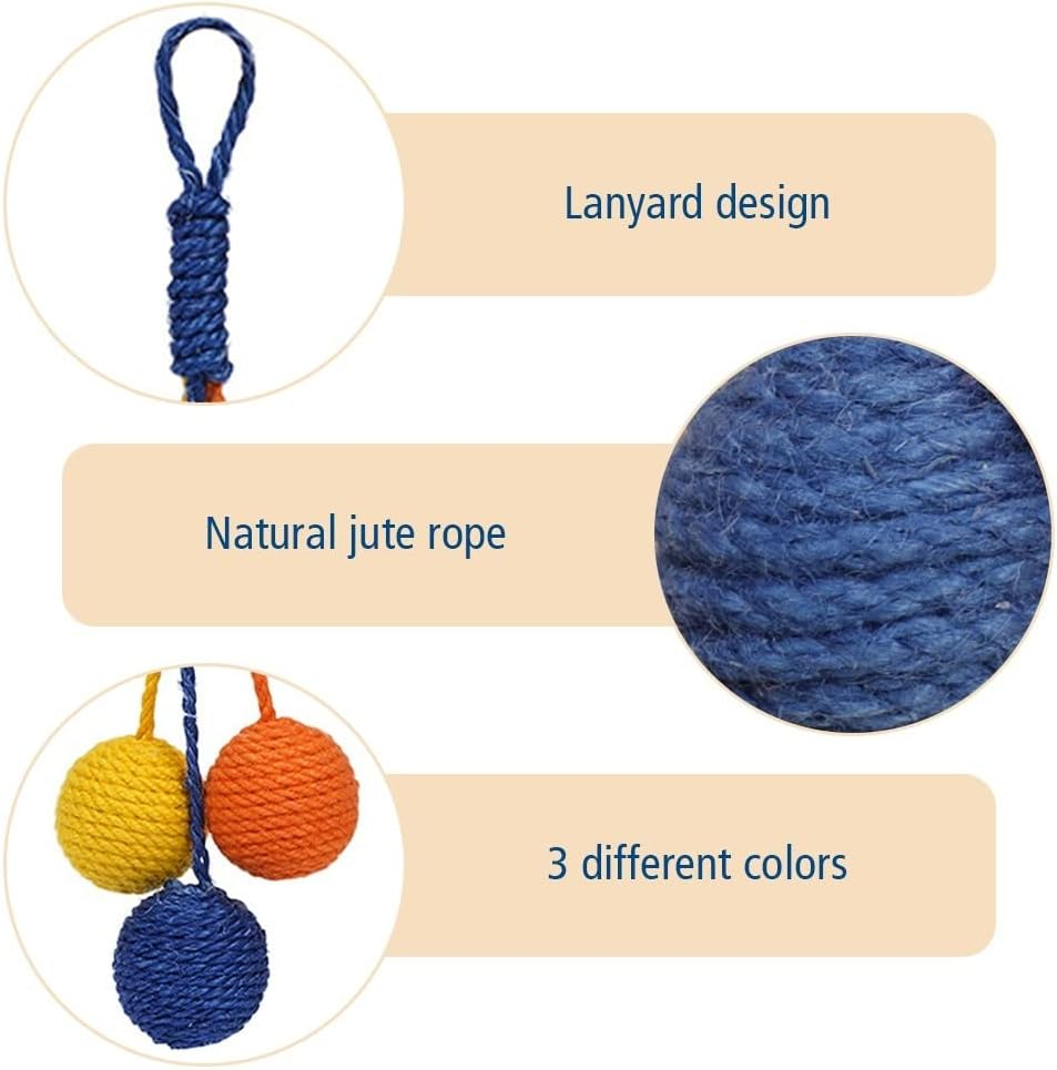 Mioyoow Cat Sisal Ball, Interactive Kitten Ball Toy, Environmentally Friendly Cat Sisal Ball for Pets, Cats Playing