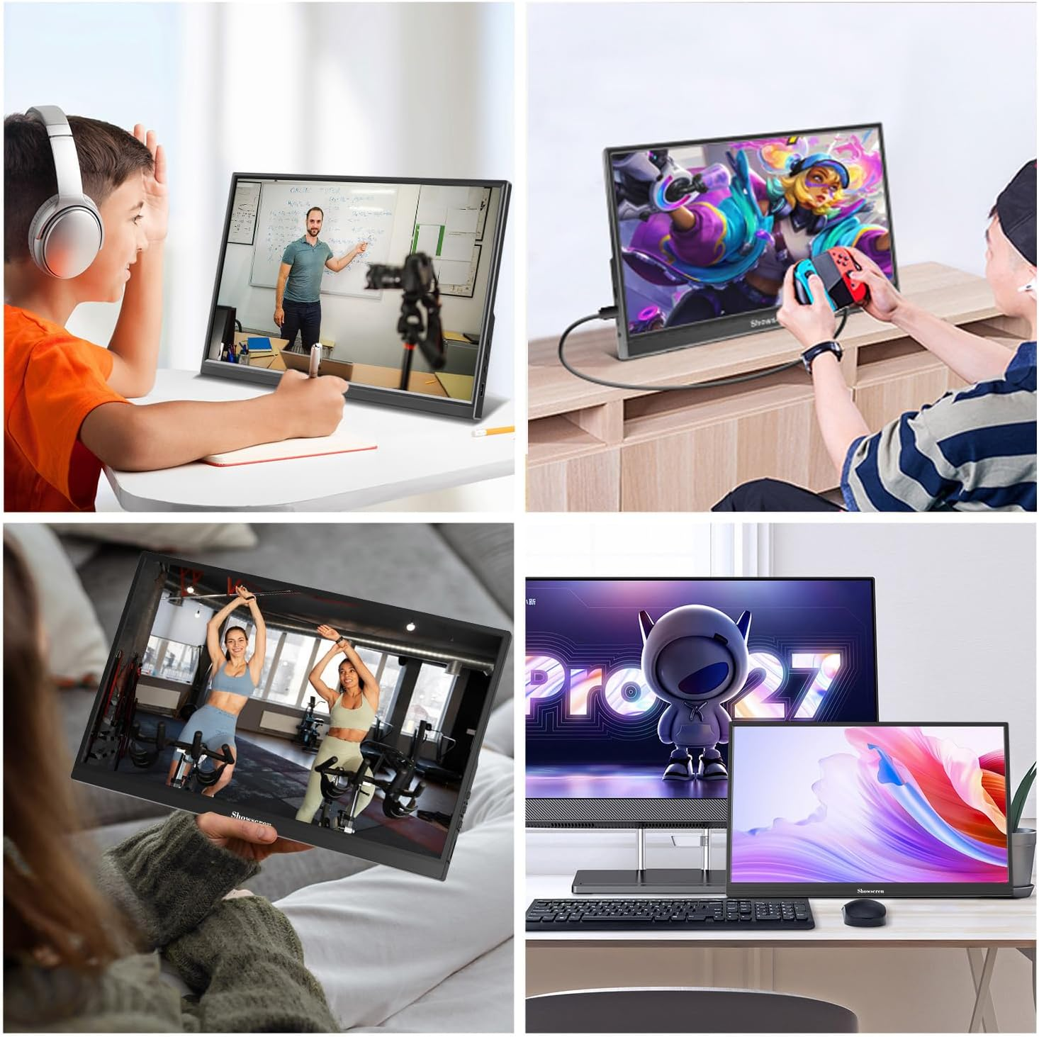 Portable Monitor 16Inch, Full HD 1920X1200P Display 300Cd/Brightness,60Hz IPS LCD Panel,100% RGB, Built-In Speaker, HDMI USB C Portable Monitor for Laptop PC PS3/PS4 Switch image number 6