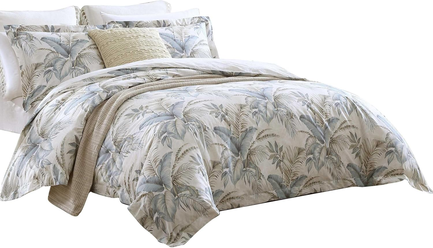 Tommy Bahama - Queen Duvet Cover Set, Cotton Bedding with Matching Shams & Button Closure, All Season Home Decor (Bakers Bluff Blue, Queen)