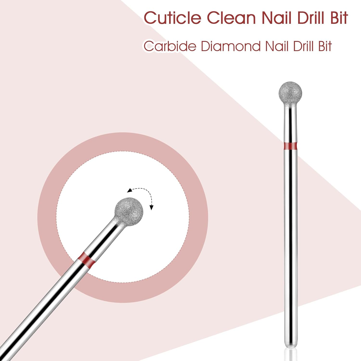 WLLHYF round Nail Cutter Bit Set Ball Shape Cuticle Cleaning Nail Drill Professional Safe Cuticle Drill for Manicure Salon Cuticle Removal Pedicure Tool Accessories (2.7 Mm, Piece, 1) image number 6